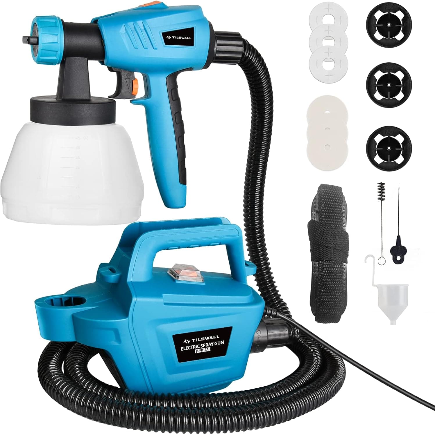 Tilswall Paint Sprayer, 800W HVLP 1100ML/Min Electric Spray Paint Gun, 1300 ML Detachable Container, 3 Nozzle Sizes&3 Patterns High Power Painter for Furniture, Cabinet, Fence, Chair