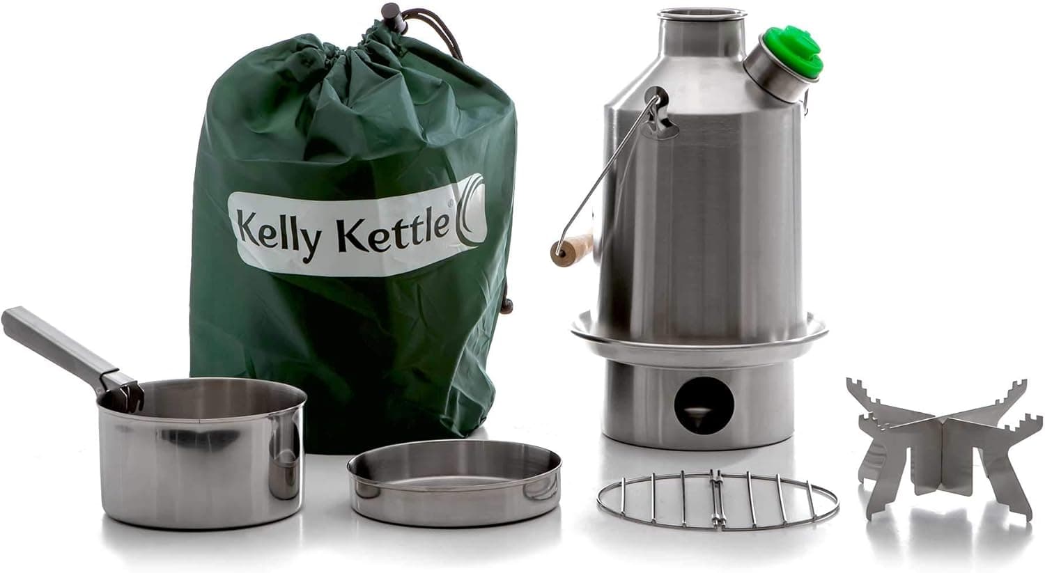 Kelly Kettle Scout 41 oz. Stainless Steel Basic Kit (1.2 LTR) Rocket Stove Boils Water Ultra Fast with just Sticks/Twigs. for Camping, Fishing, Scouts, Hunting, Emergencies, Hurricanes, Tornados