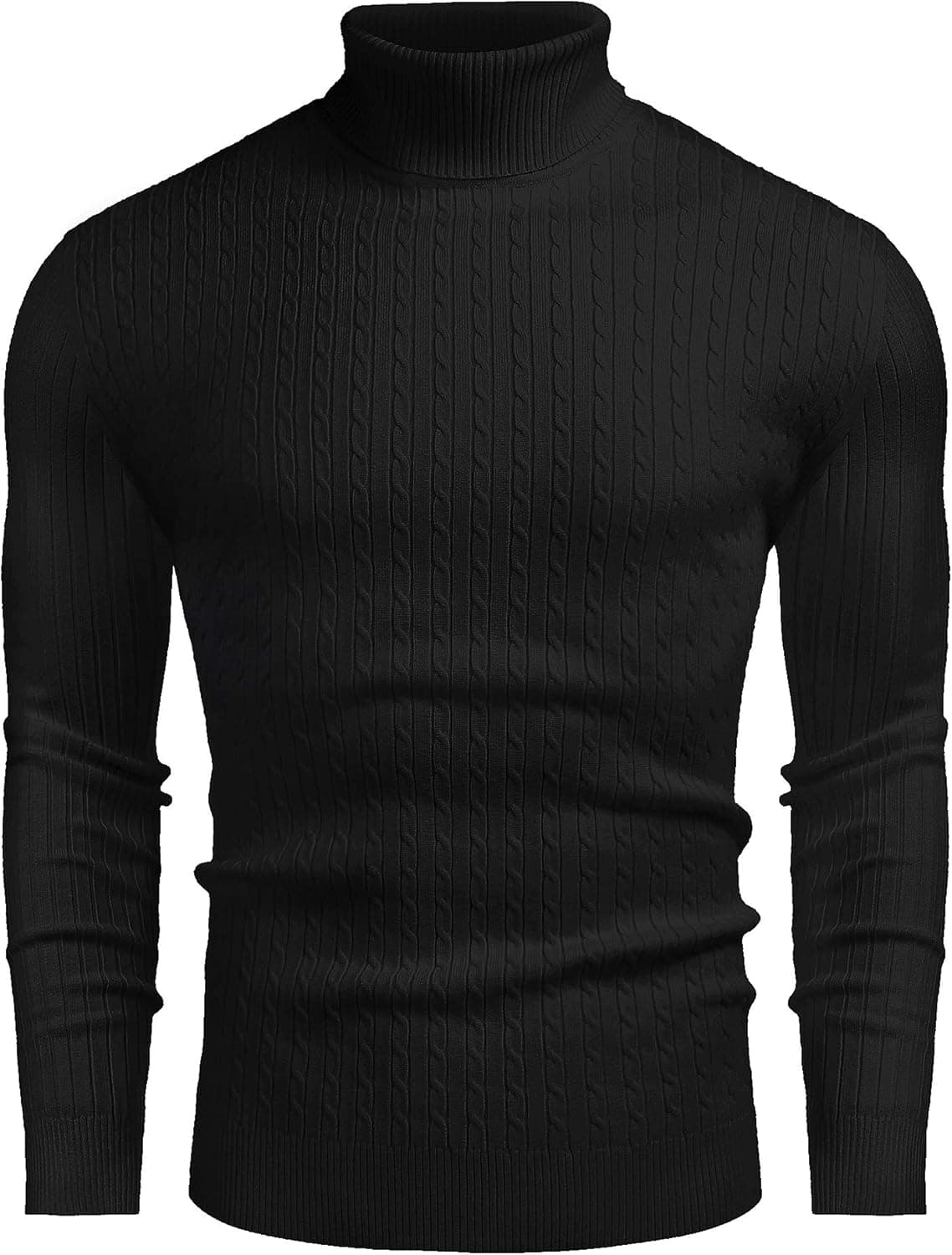 Coofandy Men's Slim Fit Turtleneck Sweater Casual Twist Patterned Pullover Knitted Sweater