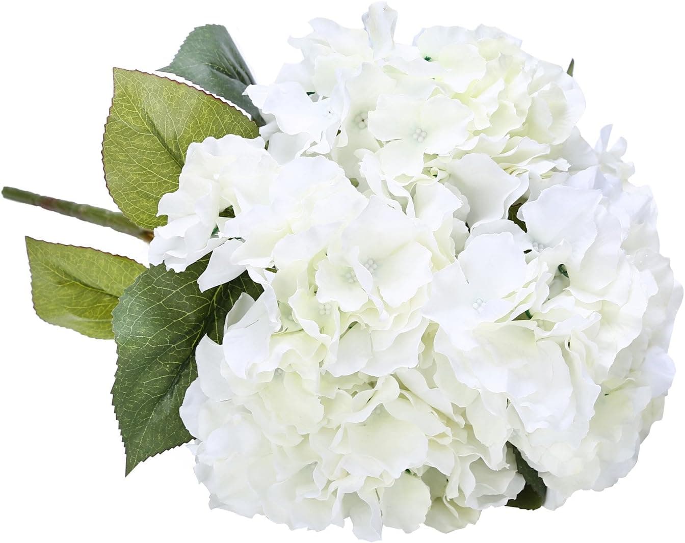 Houda Artificial Silk Hydrangea Bouquet Fake Flowers Arrangement Home Wedding Decor (Cream)