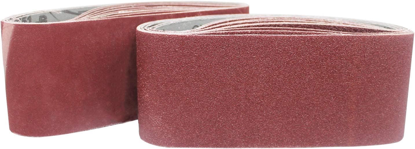 KALIM 3x18-Inch Sanding Belt, 18 Pack (3 Each of 60, 80, 120, 180, 240, 400 Grits) Aluminum Oxide Belt, Premium Sandpaper for Portable Belt Sander, Woodworking, Metal Polishing