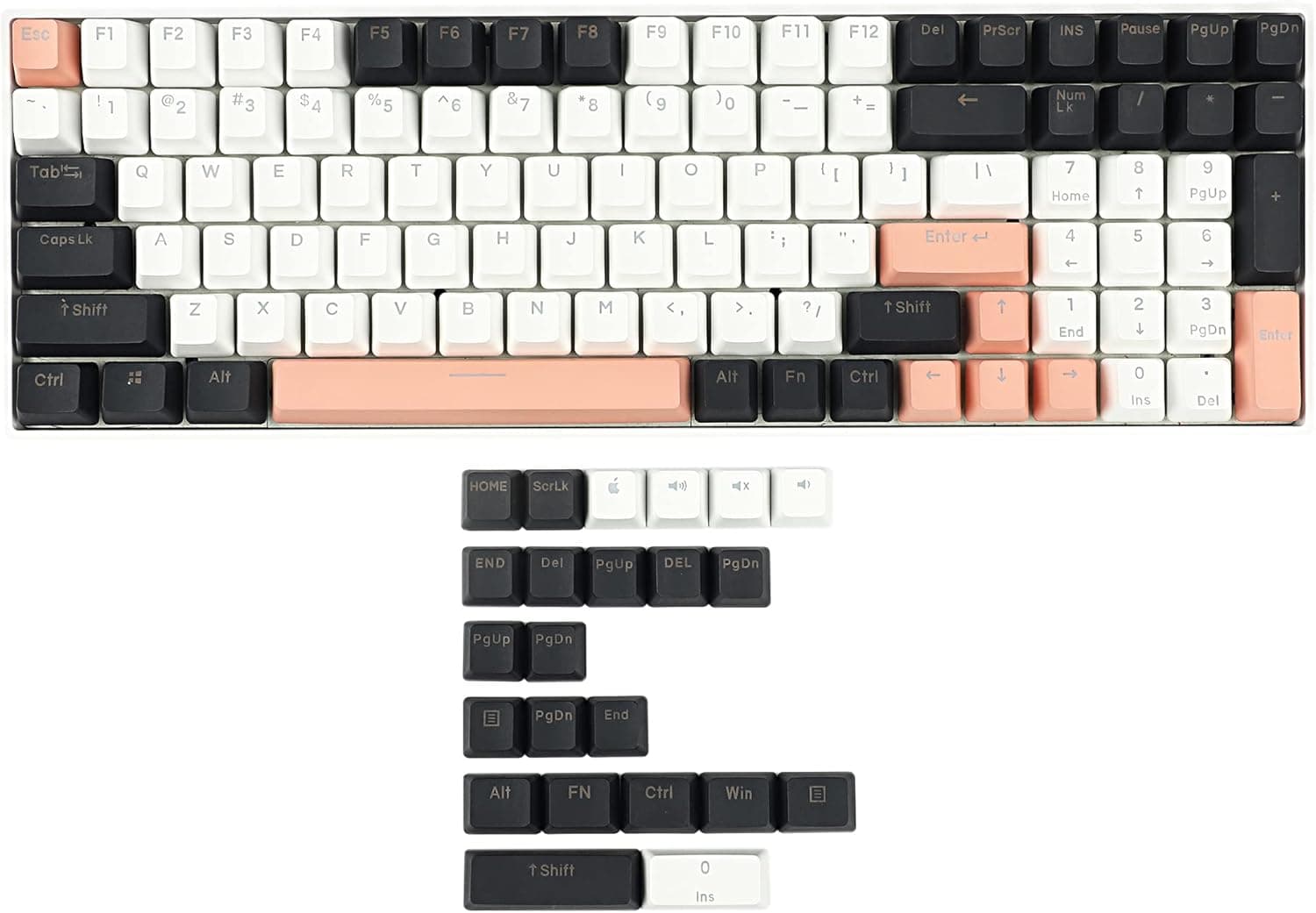 108 122 Double Shot Backlit Olivia Keycaps PBT Shine Through OEM Profile Keycap for MX Mechaniccal Keyboard 61 68 84 87 104 (Olivia 122)