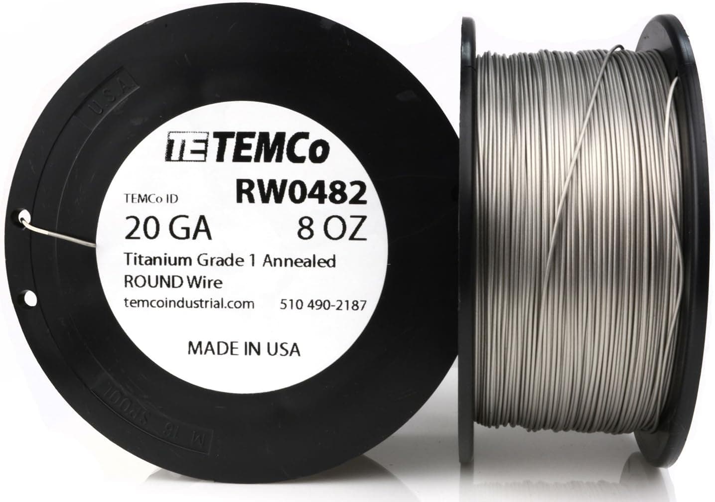 TEMCo Titanium Wire 20 Gauge 8 oz (318 ft) Surgical Grade 1 Resistance AWG ga