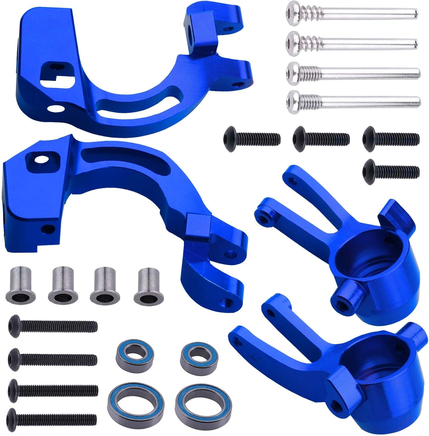 Hobbypark Aluminum Front Steering Knuckles Block & C-Hubs Caster Blocks for Arrma 1/10 Granite 4X4,Typhon, Big Rock, Senton, Replacement of AR330469 AR330442 (Navy Blue)