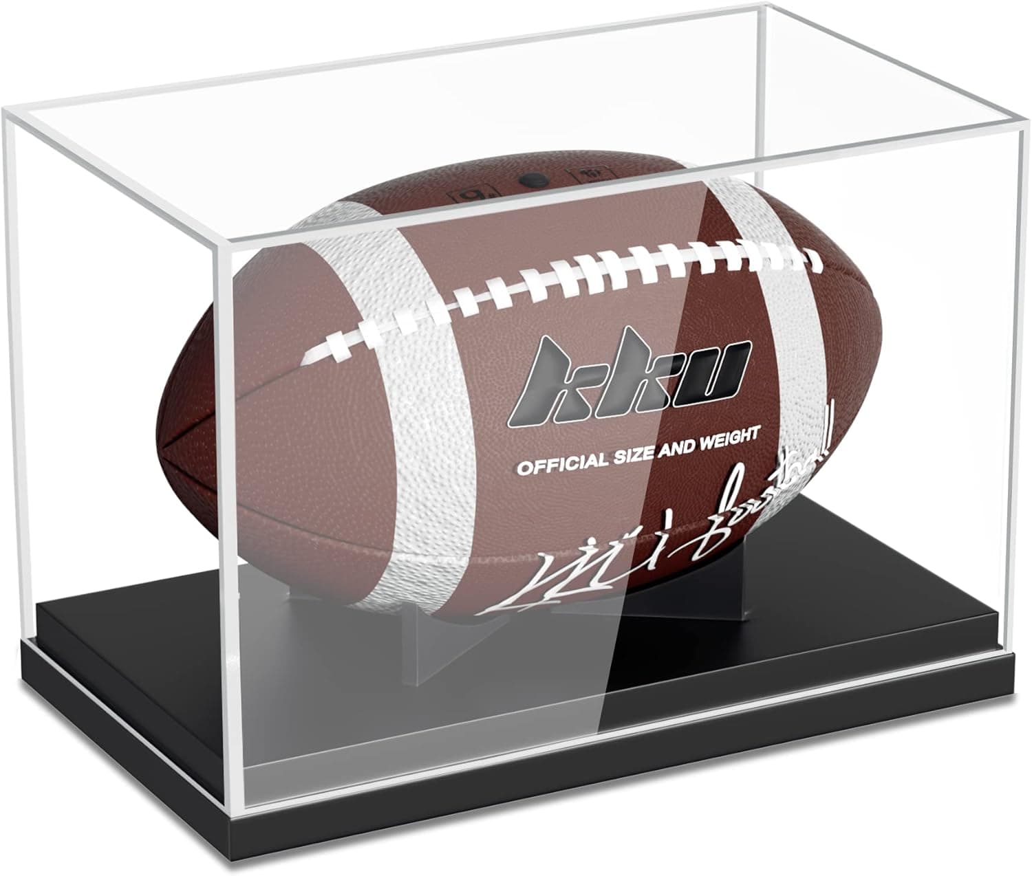 KKU Football Display Case Acrylic Football Holder UV Protection Clear Display Case with Built-in Football Display Stand (No Assembly Required)