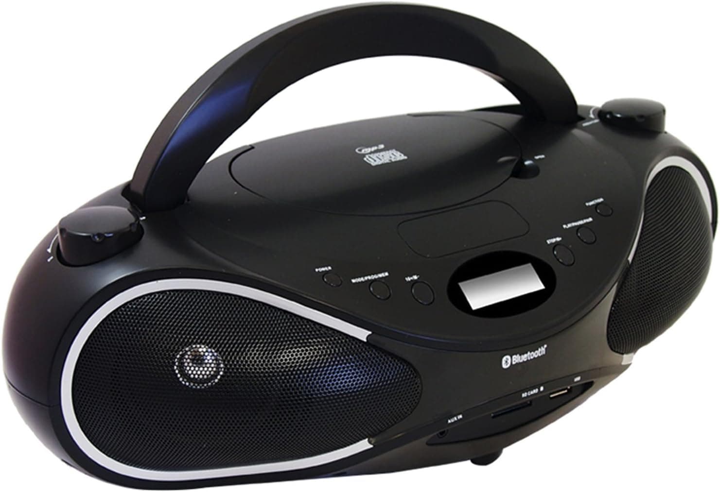 AXESS PBBT2702 Portable Bluetooth Boombox with CD, FM Stereo, USB/SD Inputs