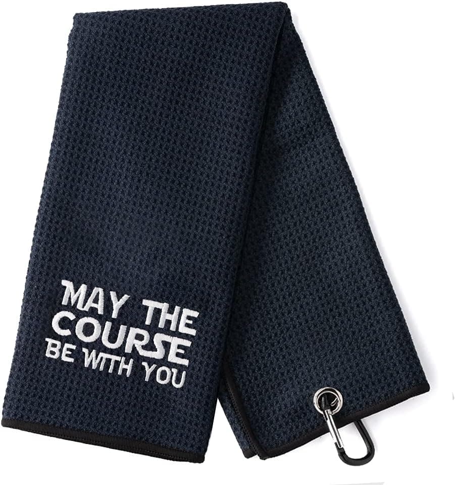 DYJYBMY May The Course Be with You Funny Golf Towel, Embroidered Golf Towels for Golf Bags with Clip, Golf Gift for Men Husband Boyfriend Dad, Birthday Gifts for Golf Fan, Graduation Gift