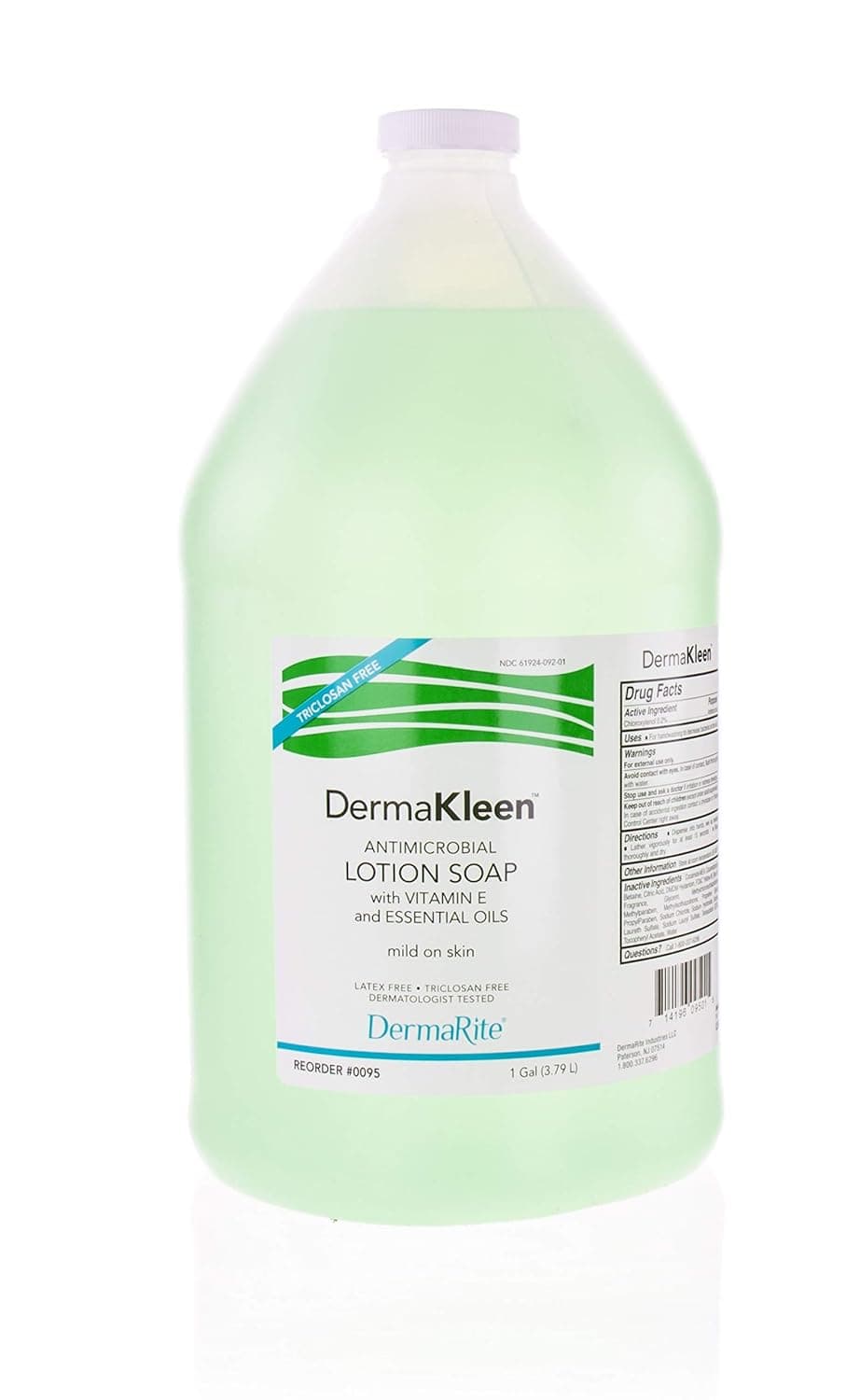 DermaKleen AntiBacterial Hand Soap 1 Gallon Refill Bottle - Alcohol Free Liquid Hand Sanitizer Lotion - Softens, Disinfects, Moisturizes -Vitamin E Enriched -Triclosan Free, Antimicrobial, Antiseptic