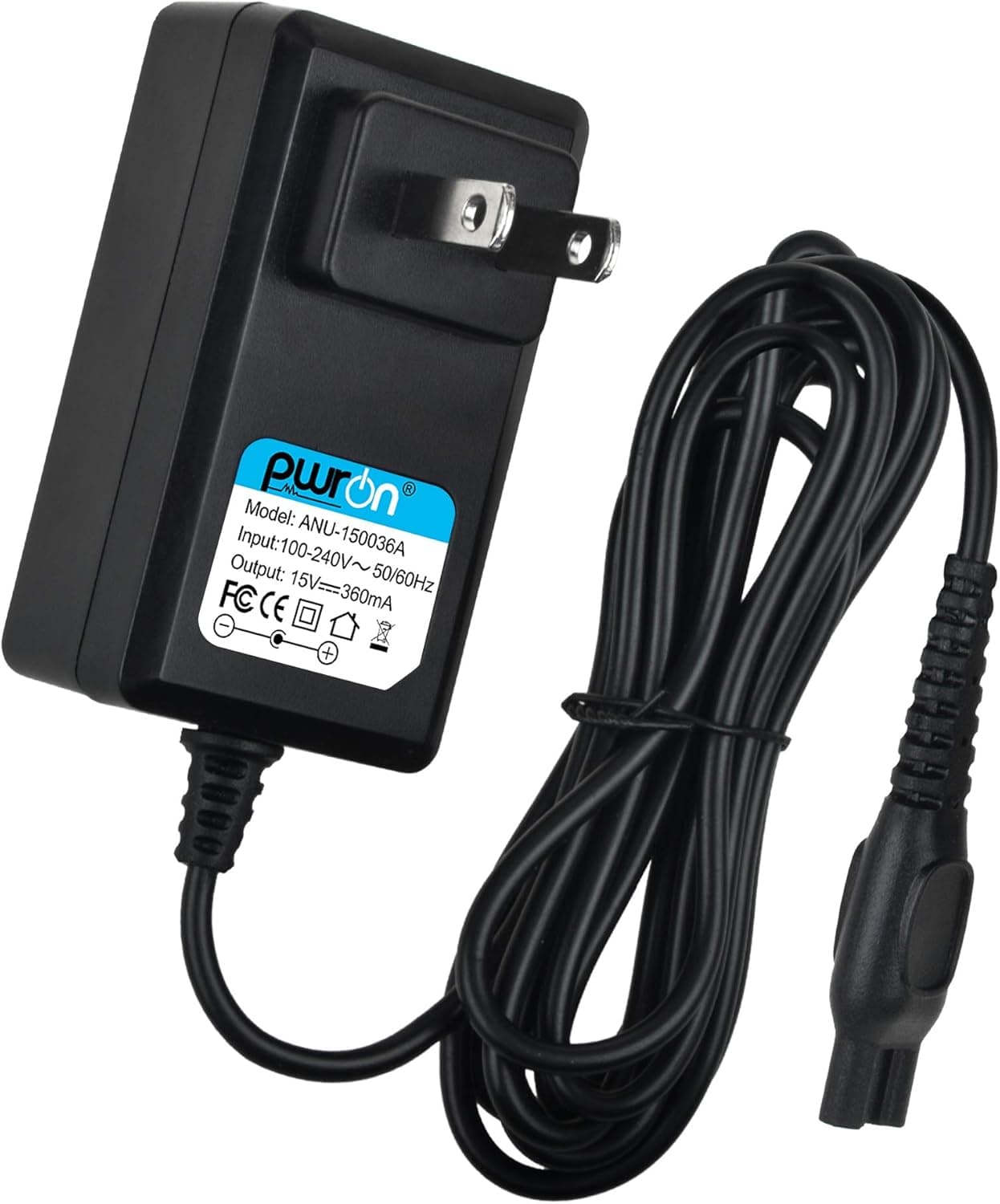PwrON Philips Razor Charger, 15V 5.4W AC DC Adapter (6.6ft) Fits for Philips Norelco HQ8505/8500X Shaver Razor HQ RQ QC QT at PT XL HS Series, HQ6070 AT810 PT720 RQ1250 S5000 7867XL QT4050 YS524
