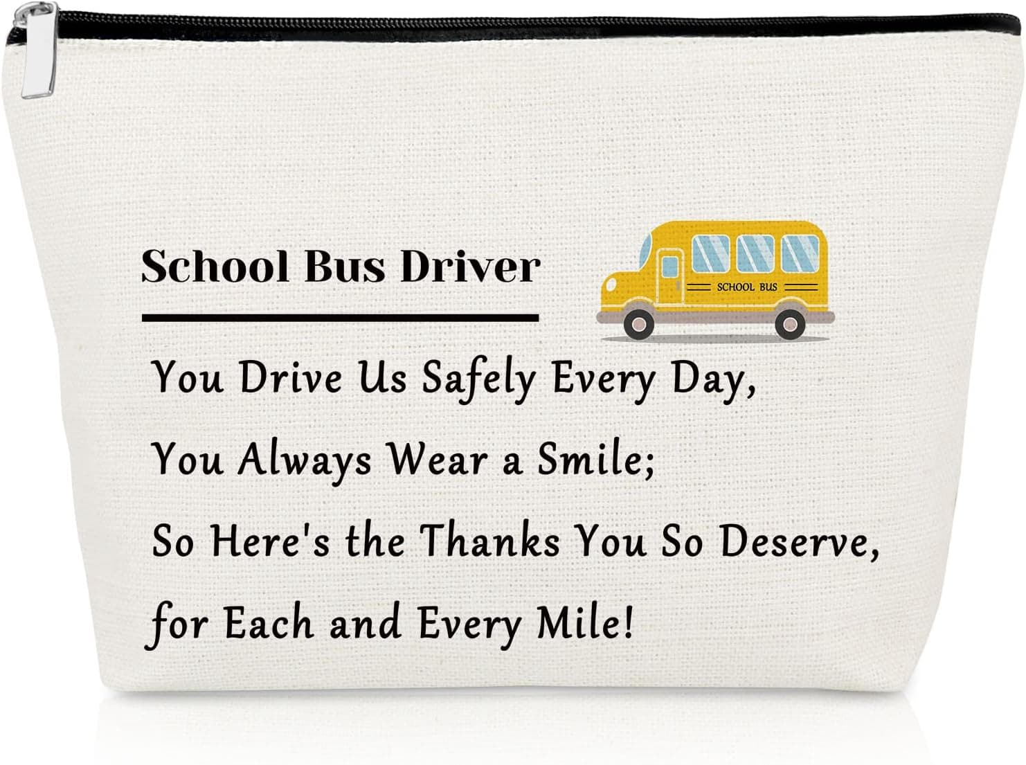 School Bus Driver Appreciation Gifts Makeup Bag Thank You Gift for Her Bus Driver Cosmetic Bag Graduation Birthday Gift for School Bus Driver Teacher Travel Cosmetic Pouch Retirement End Of Term Gifts