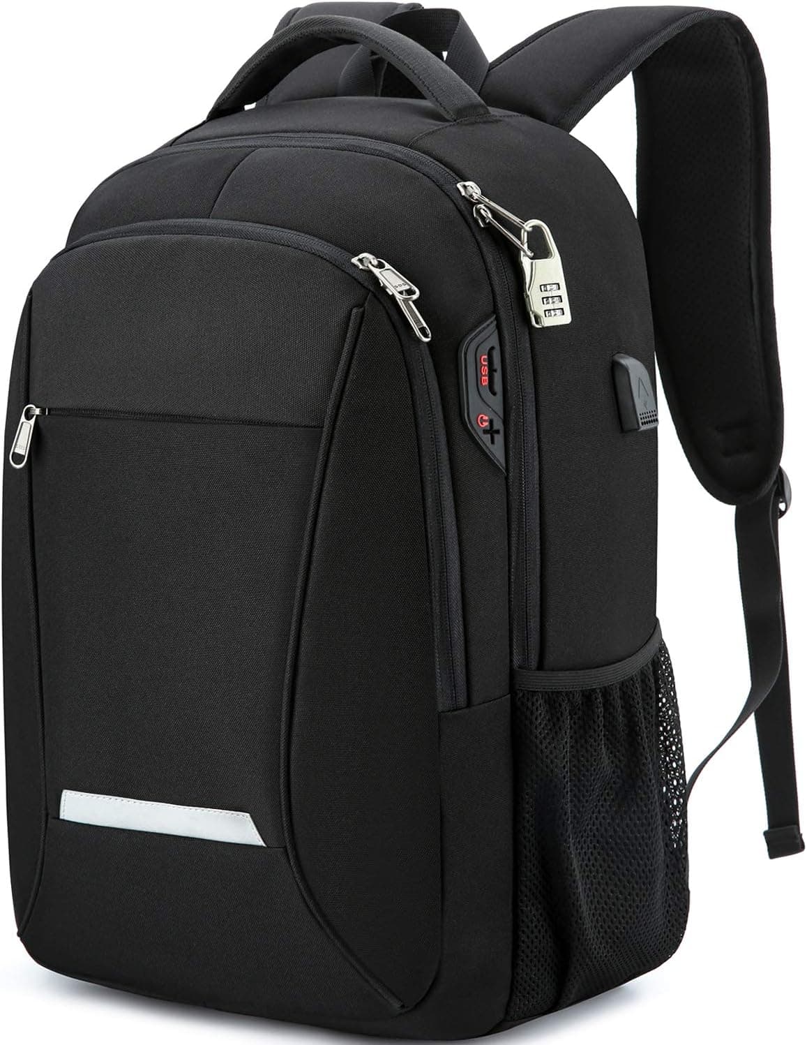 XQXA Laptop Backpack, Travel Business Backpack for Men & Women with USB Charging Port, Water Resistant Anti Theft College Computer Back Pack Bag Fits Up to 17 Inch Notebook - Black