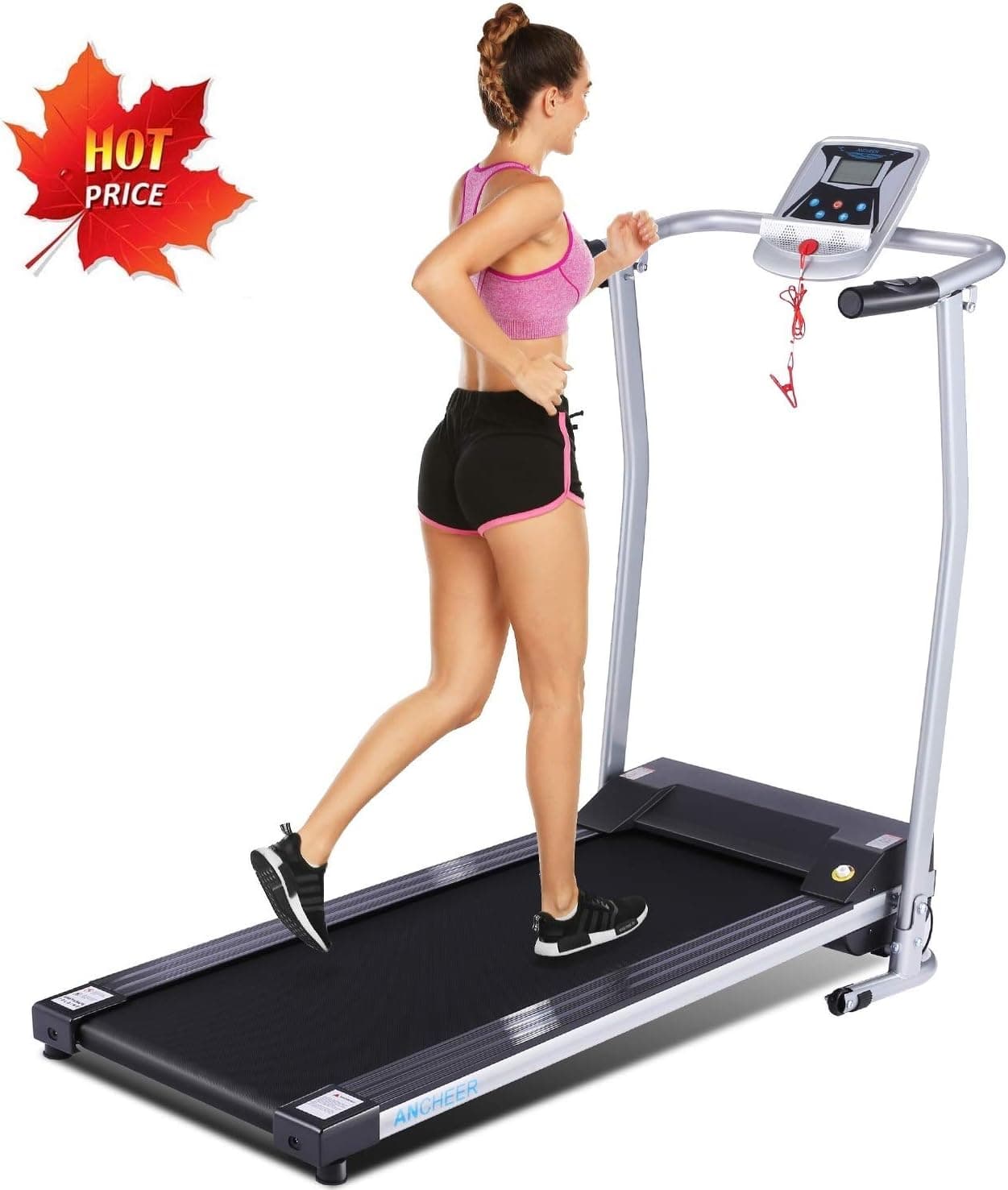 ANCHEER Treadmill, Electric Treadmills with LCD Monitor Walking Running Machine Equipment for Home Gym (Sliver)