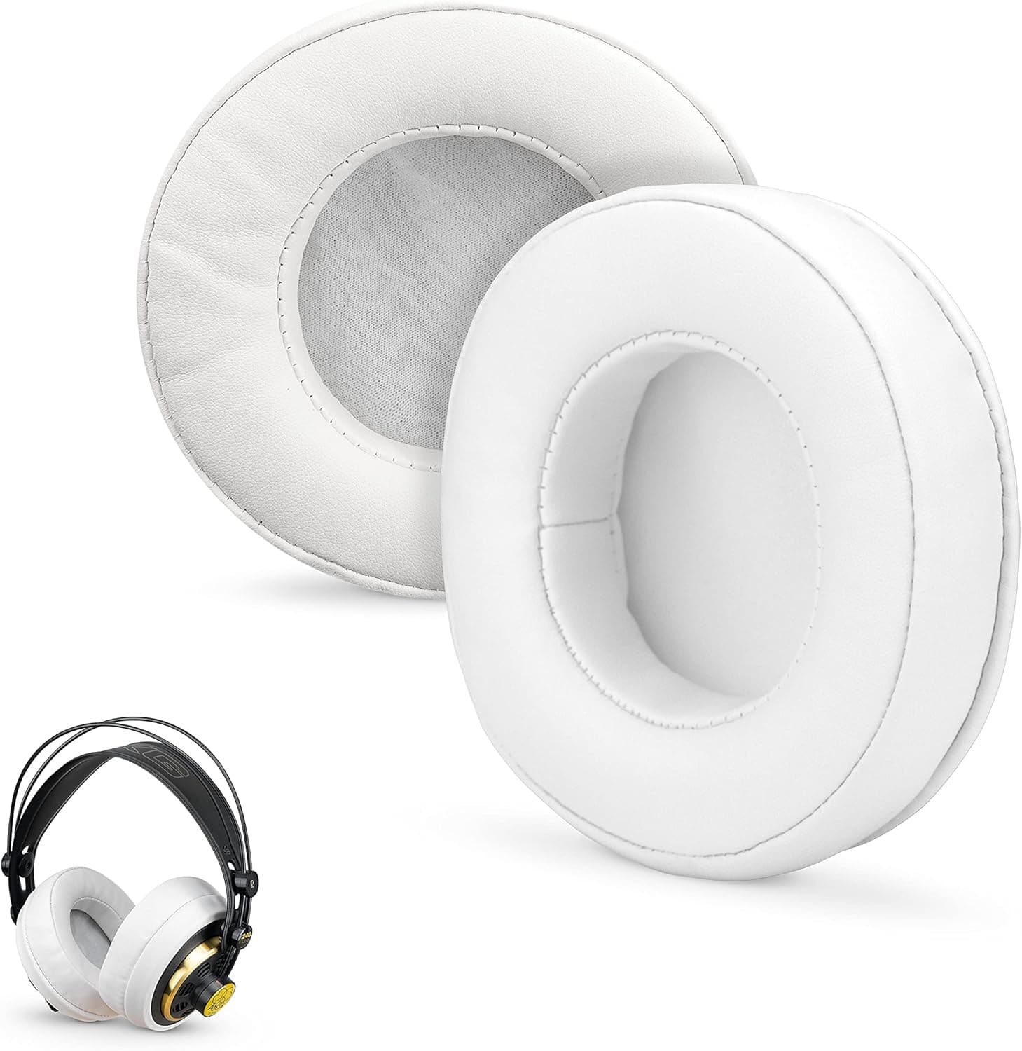 Brainwavz Round Replacement Memory Foam Earpads - Suitable for Many Other Large Over The Ear Headphones - Sennheiser, AKG, HifiMan, ATH, Philips, Fostex, Sony (White)