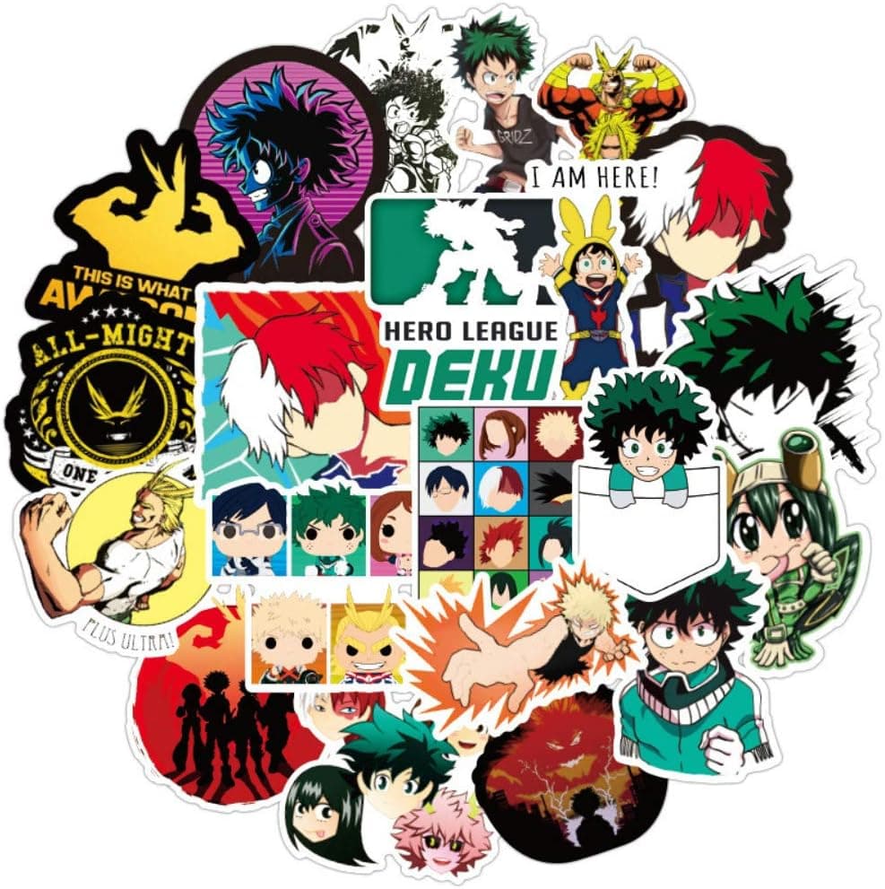100pcs My Hero Academia Stickers Anime Cartoon Laptop Stickers Waterproof Skateboard Car Snowboard Bicycle Luggage Decal Vinyl Stickers