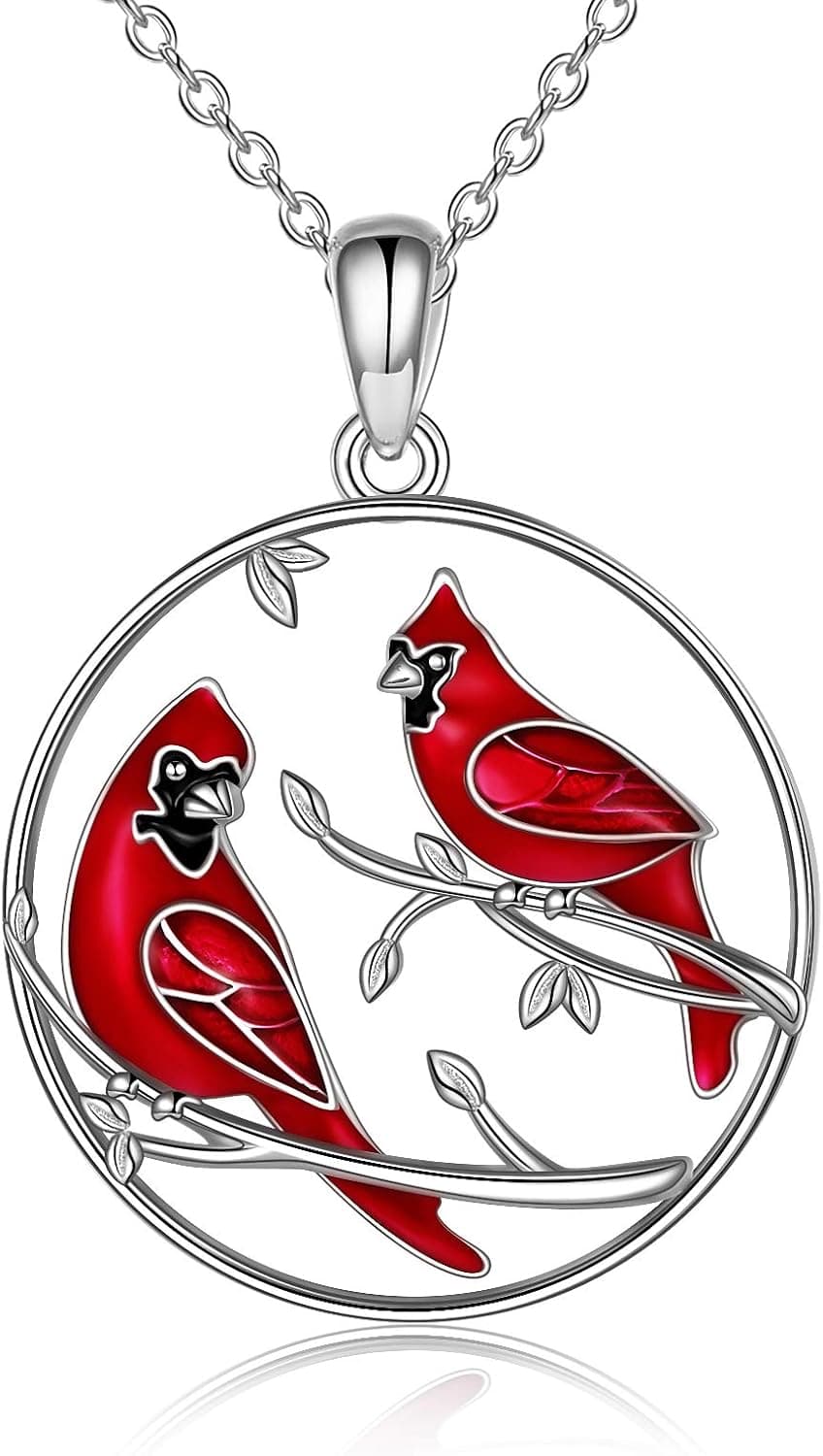 ONEFINITY Red Cardinal Necklace Sterling Silver Cardinal Pendant Necklace Cardinals Appear When Angels are Near Jewelry Sympathy Gift for Women