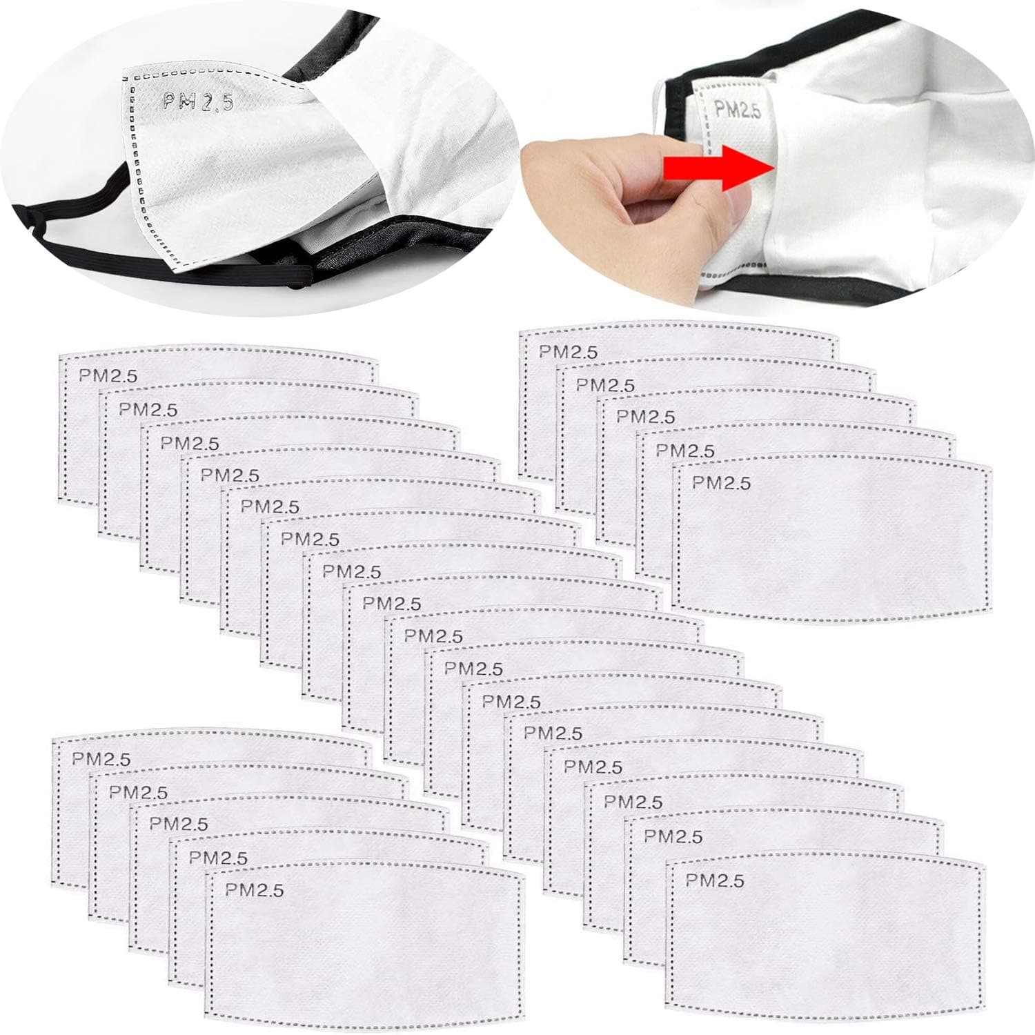 PM 2.5 activated carbon filter (5 layers), permanent household protective filter, effective non-woven cotton filter (100PCS)
