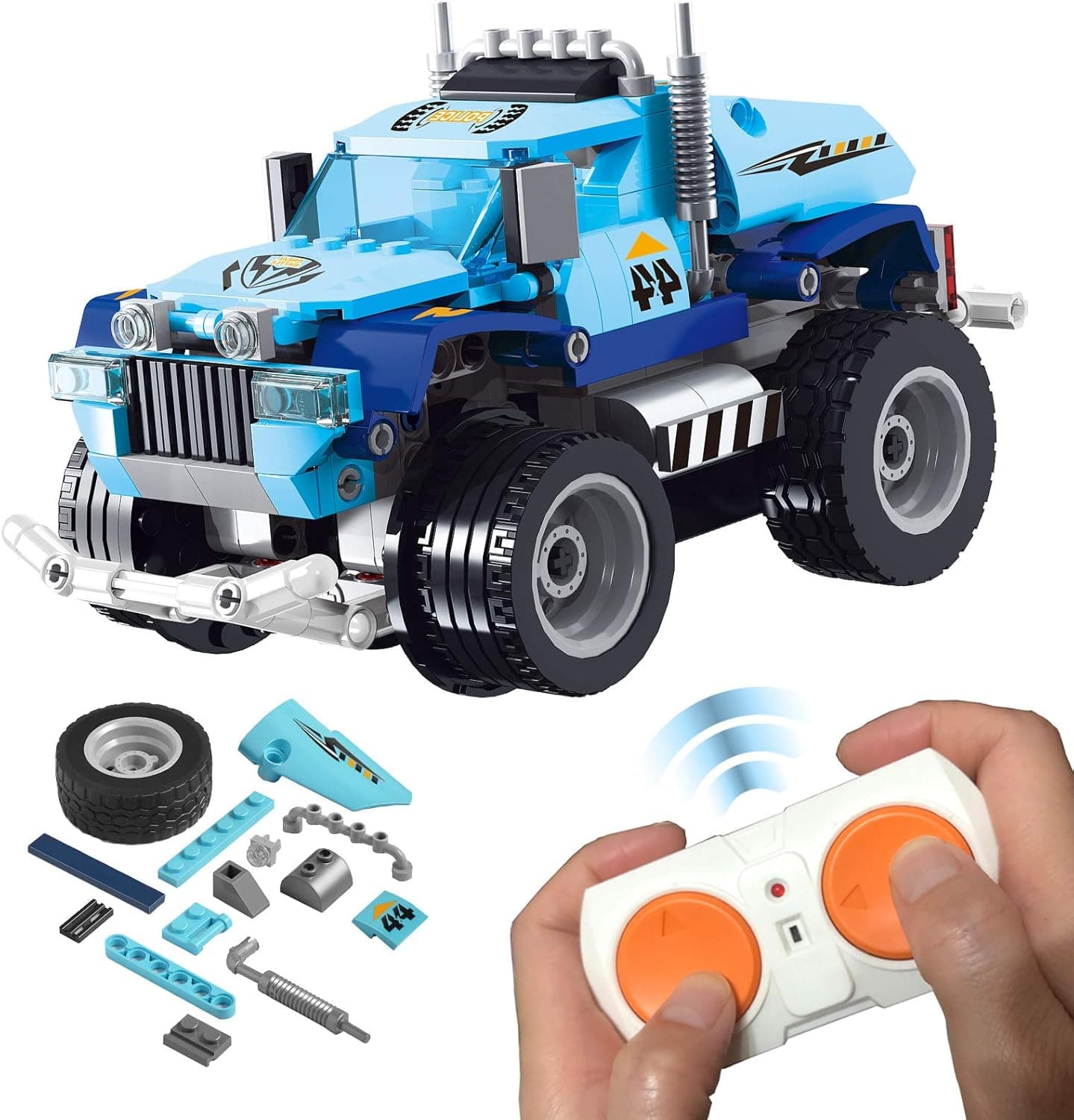 Interight STEM Building Toys for Kids Building Blocks, Remote Control Building Kits, Engineering Learning Set for Boys & Girls 7,8,9,10+ Year Old, Engine USB-Rechargeable (314 PCS) (Off-Road Vehicle)