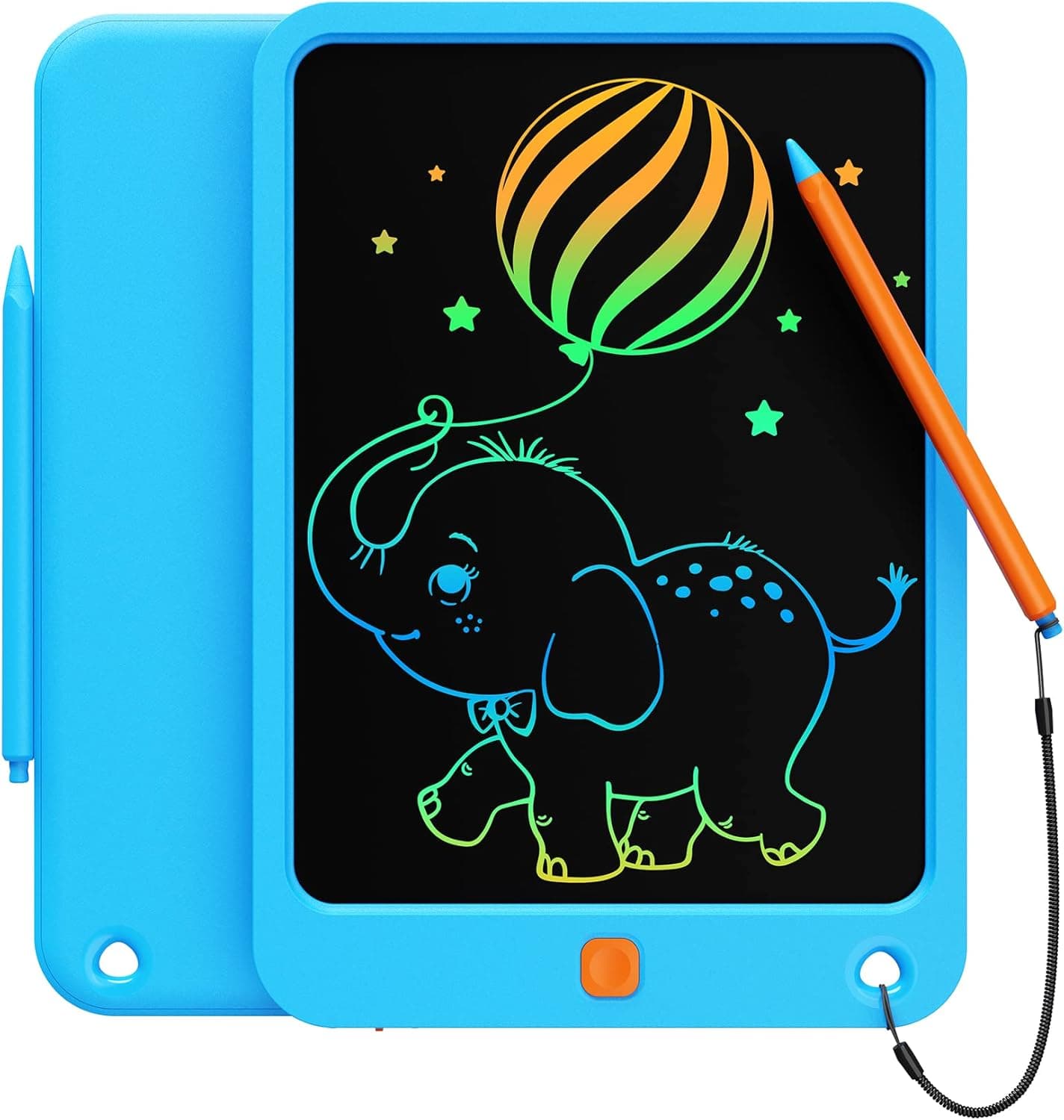 bravokids LCD Writing Tablet 10 Inch, Colorful Drawing Tablet Writing Pad for Kids, Travel Learning Game for Toddler, Learning Sensory Toys for Boys Girls 3 4 5 6 7 8 Years Old (Blue+Orange)