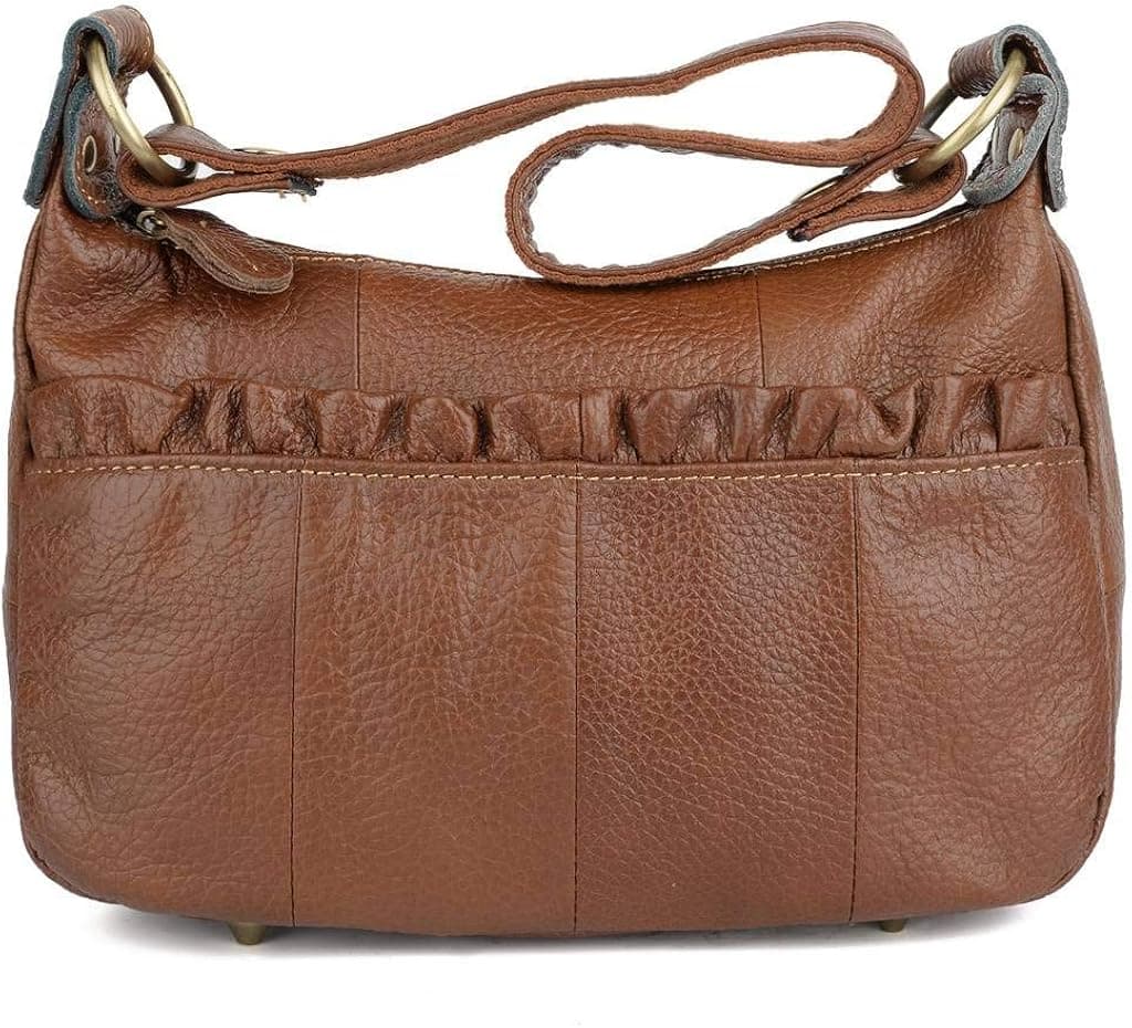 YALUXE Women's Cowhide Real Leather Small Handy Purse Crossbody Shoulder Bag Black