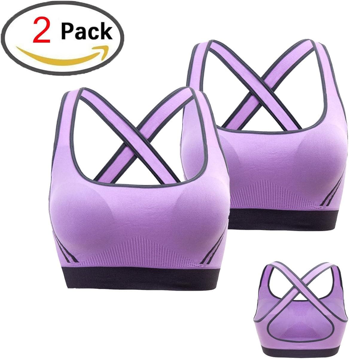 UINSTONE Pack of 2 Women Sport Bra #Cross Back #Wire-Free #Active wear #Pull Over Style