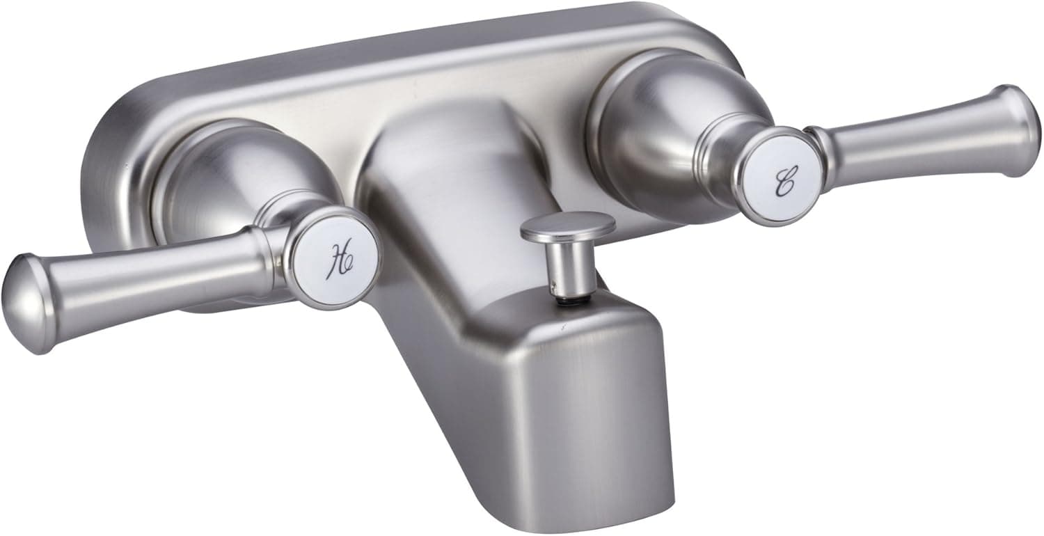 Dura Faucet DF-SA110L-SN RV Tub & Shower Faucet Valve Diverter with Hot/Cold Handles (Brushed Satin Nickel)