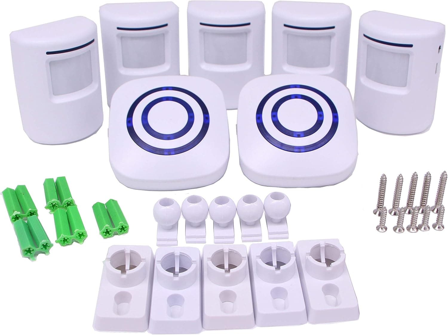 Door Alarm, Motion Sensor Alarm, Infrared Alarms Wireless, Home Security Sensors with Detect Alert 5 Sensor and 2 Receiver -38 Chime Tunes - LED Indicators