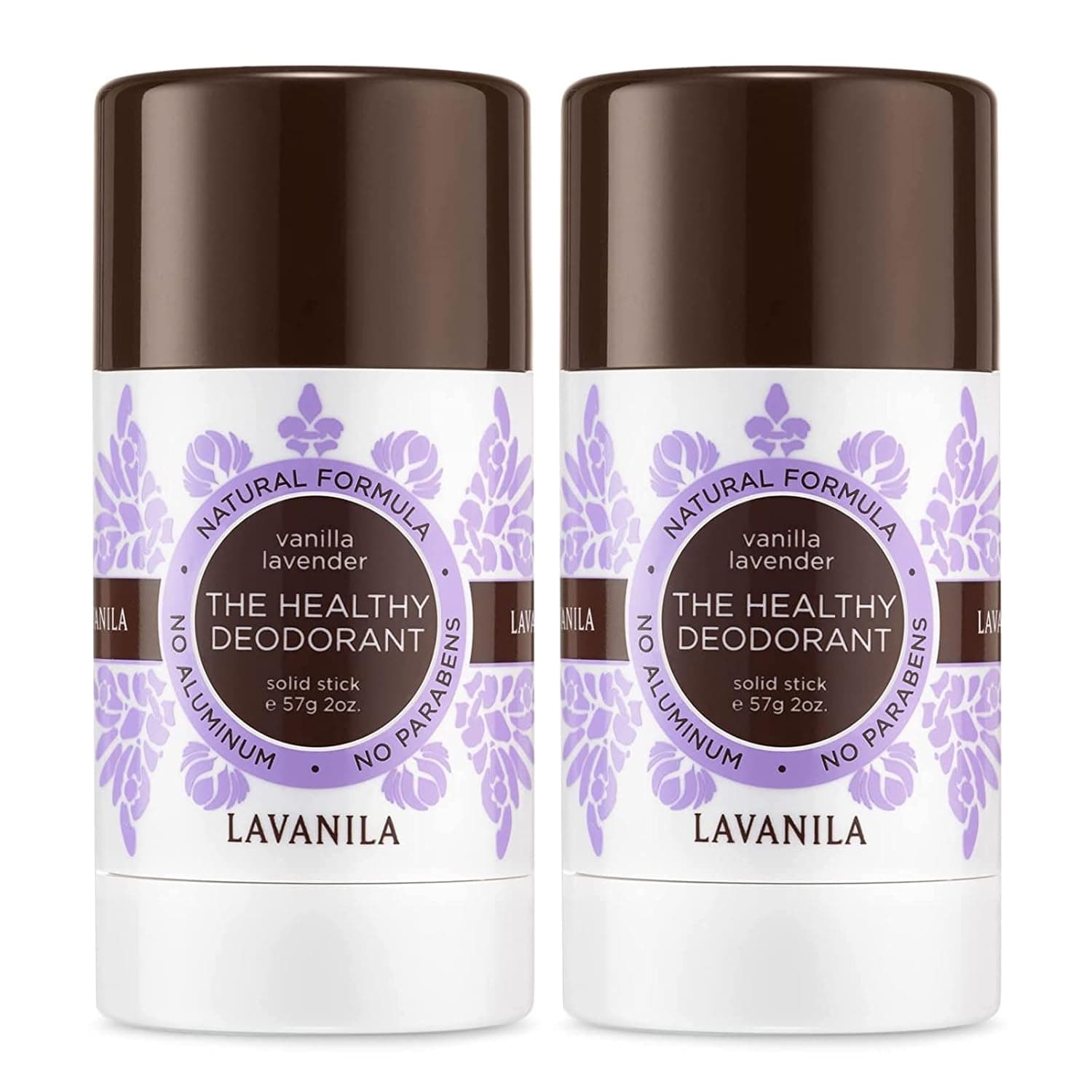 Lavanila Vanilla Lavender Aluminum Free Deodorant 2-Pack - The Healthy Deodorant for Men and Women, Solid Stick (2 Ounce Each), Vegan