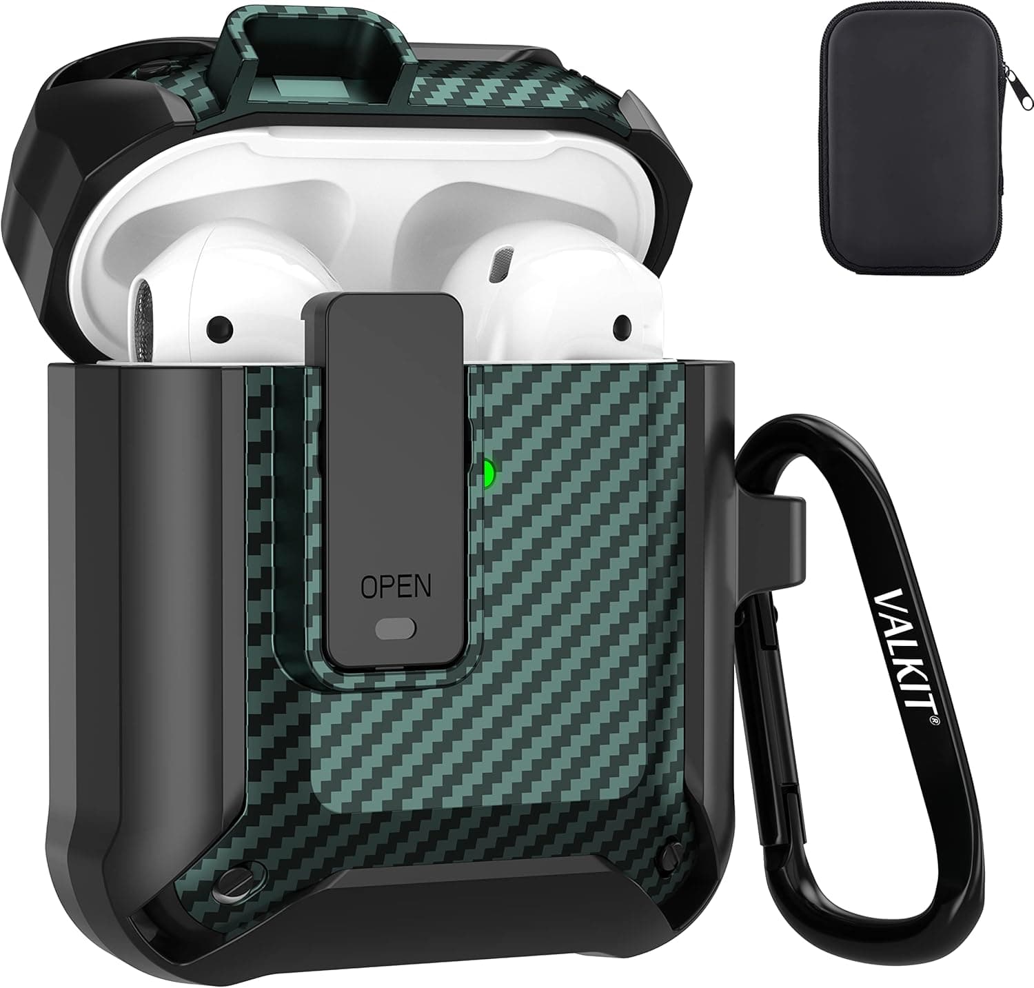 Valkit for Airpods Case Cover for Men with Lock, Military Armor Series Full-Body Air Pod Case with Keychain Cool Apple AirPods Shockproof Protective Case for AirPod 2 & 1