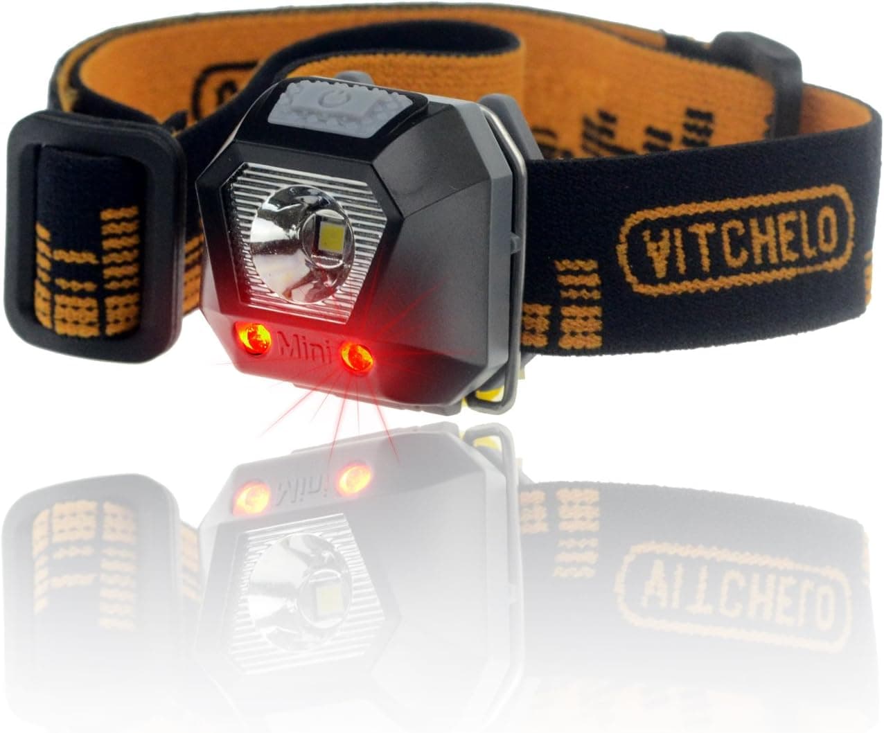 Vitchelo Ultralight Bright Waterproof Red LED Light Headlamps Flashlight, Best Small Hat Headlamp for Outdoor: Running, Jogging, Hiking, Camping, Fishing, Book Reading at Night