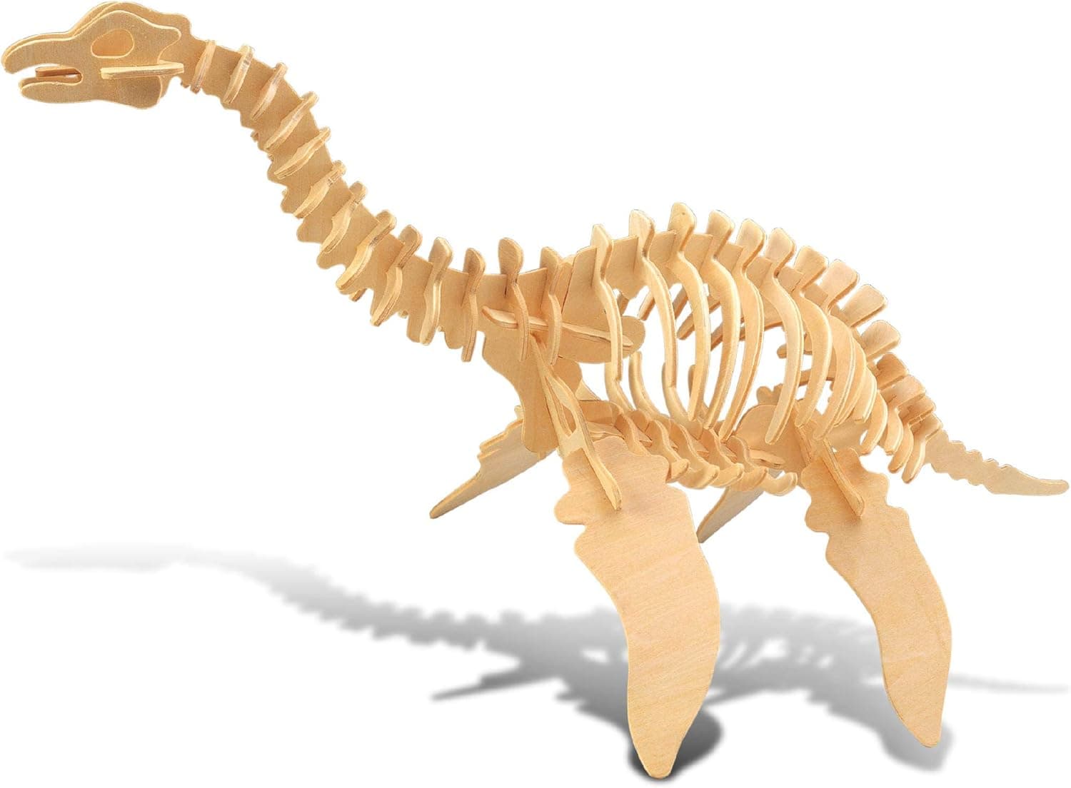 Puzzled 3D Puzzle Plesiosaurus Dinosaur Wood Craft Construction Model Kit Fun, Educational DIY Wooden Dino Toy Assemble Model Unfinished Craft Hobby Puzzle to Build & Paint for Decoration 50pcs Pack