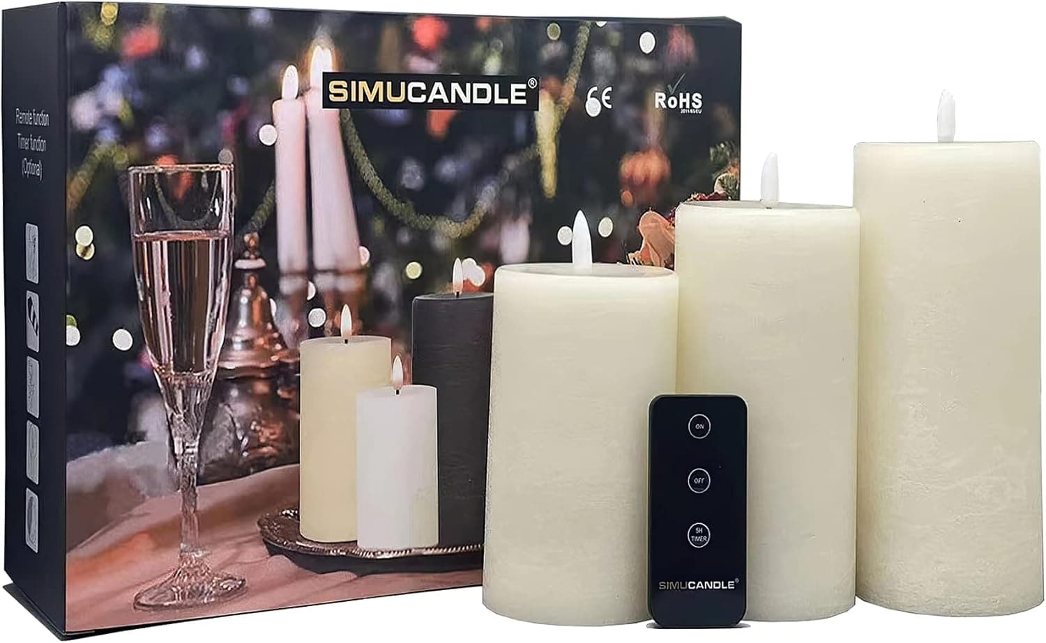 SIMUCANDLE Flameless Candles with Remote, Flickering Battery Operated Candles with Timer Durable Realistic LED Candles Set of 5”6”7”, Ivory Real Wax Fake Candles for Christmas Dining Table Decoration