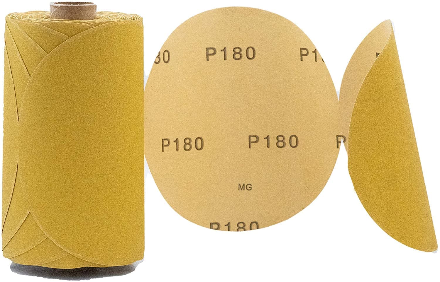 Gritly - 6" PSA Sanding Discs - 180 Grit Sanding Discs(100 Pcs) - Adhesive Backed Sandpaper - Attachment for Power Sanders - Aluminum Oxide Sandpaper Discs for Automotive, Wood and Metalworking