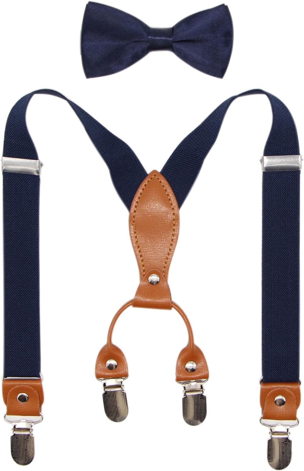 Suspenders & Bowtie Set for Kids and Baby - Adjustable Elastic X-Band Strong Braces