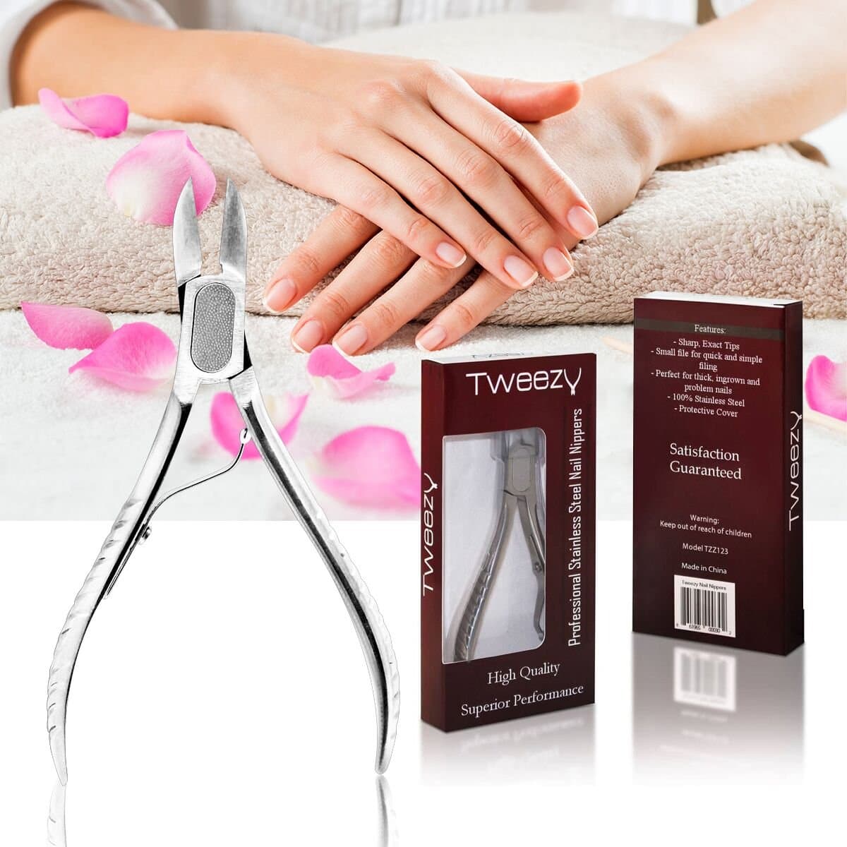 Heavy Duty Nail & Toenail Clippers 5" with Built-In Nail File for Thick or Ingrown Nails- Sharp with an Easy to Use Ergonomic & Comfortable HandlePerfect for Manicures and Pedicures by Tweezy