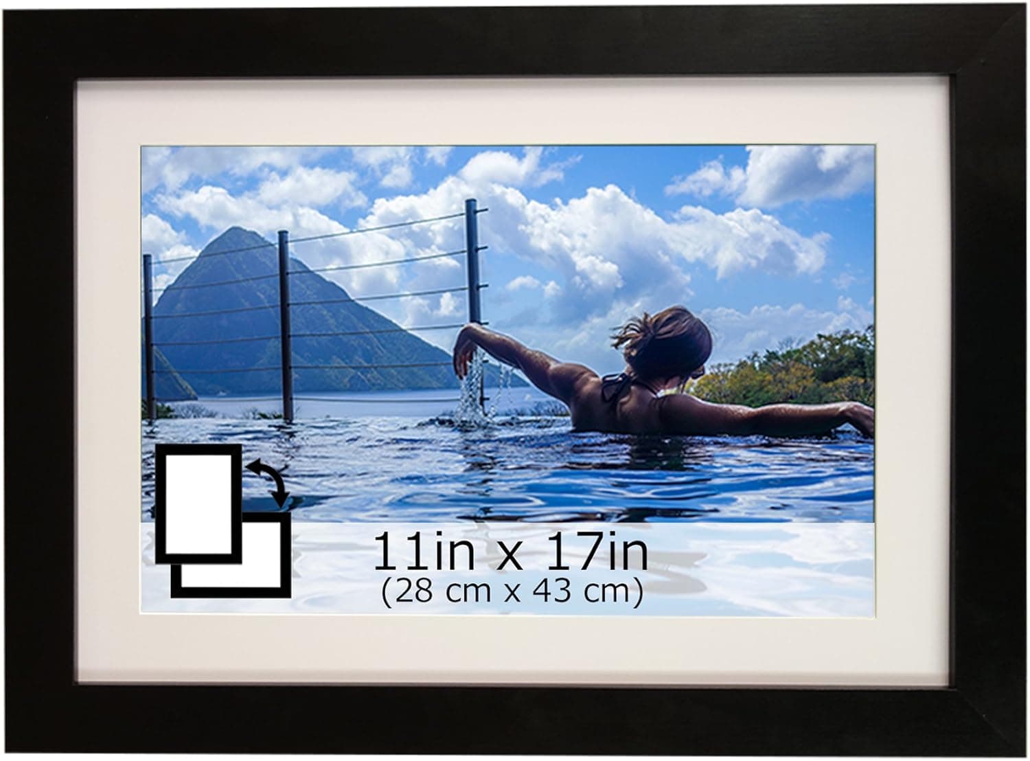 Inked and Screened BLK_11x17_W/Matte Home Décor Frame for Pictures and Artwork, Matted, Midnight Black