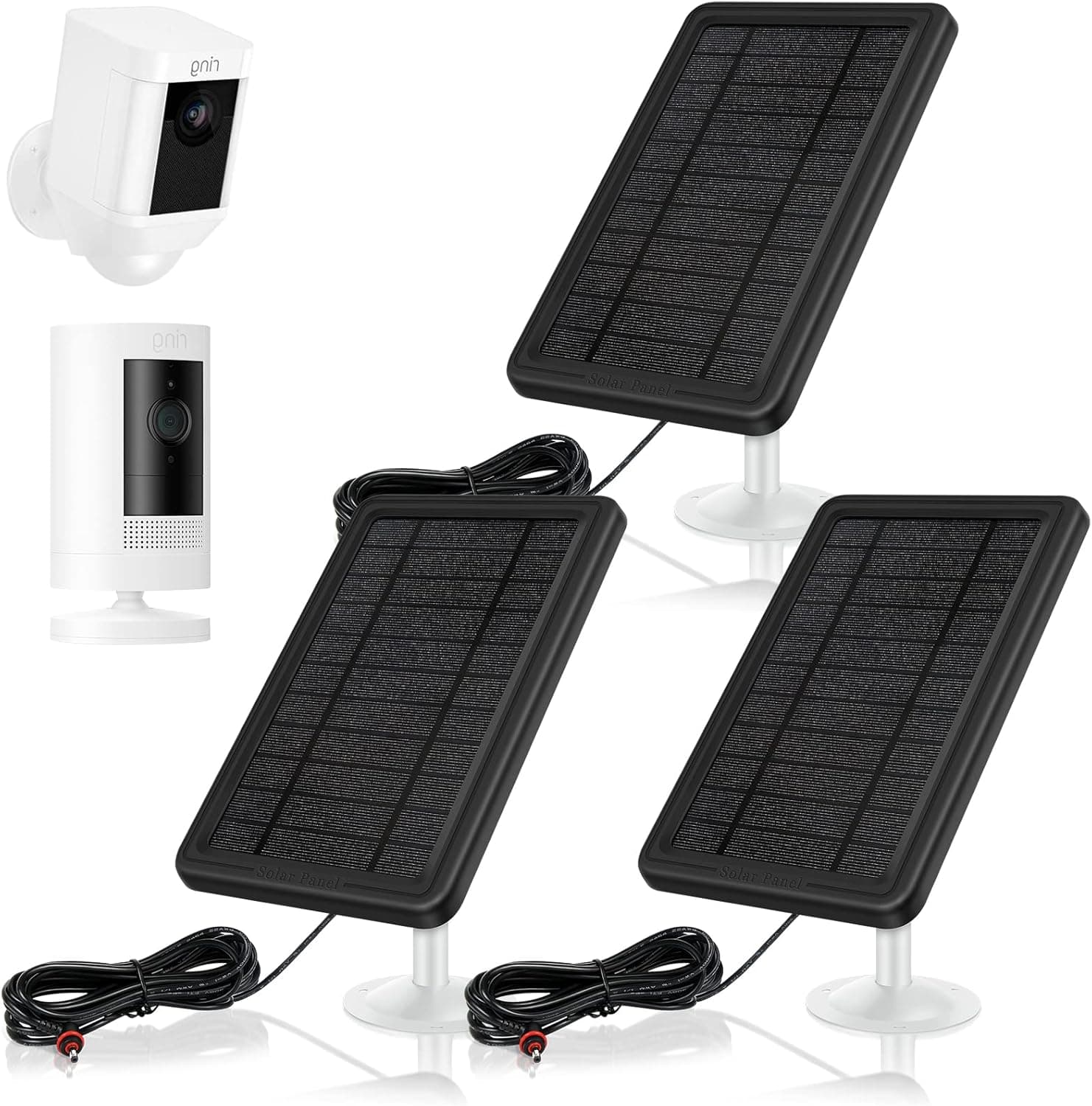 Ring Camera Solar Panels, Solar Panel Charger for Ring Stick Up Cam 2nd & 3rd Gen, Ring Spotlight Cam Battery, 5V 4.5W Output Super Fast Charging (3Pack-Black)