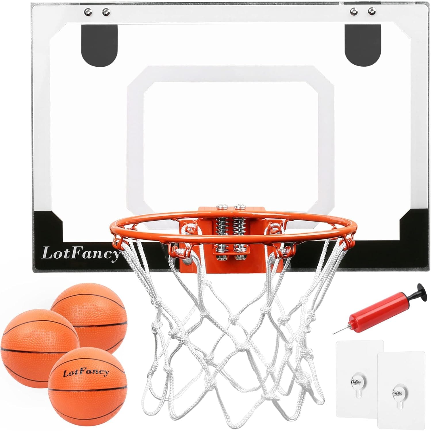 LotFancy Mini Basketball Hoop for Door, Indoor Basketball Hoop for Kids Adults with 3 Balls, 18 x 12'' Shatter Resistant Backboard, Complete Accessoires Included
