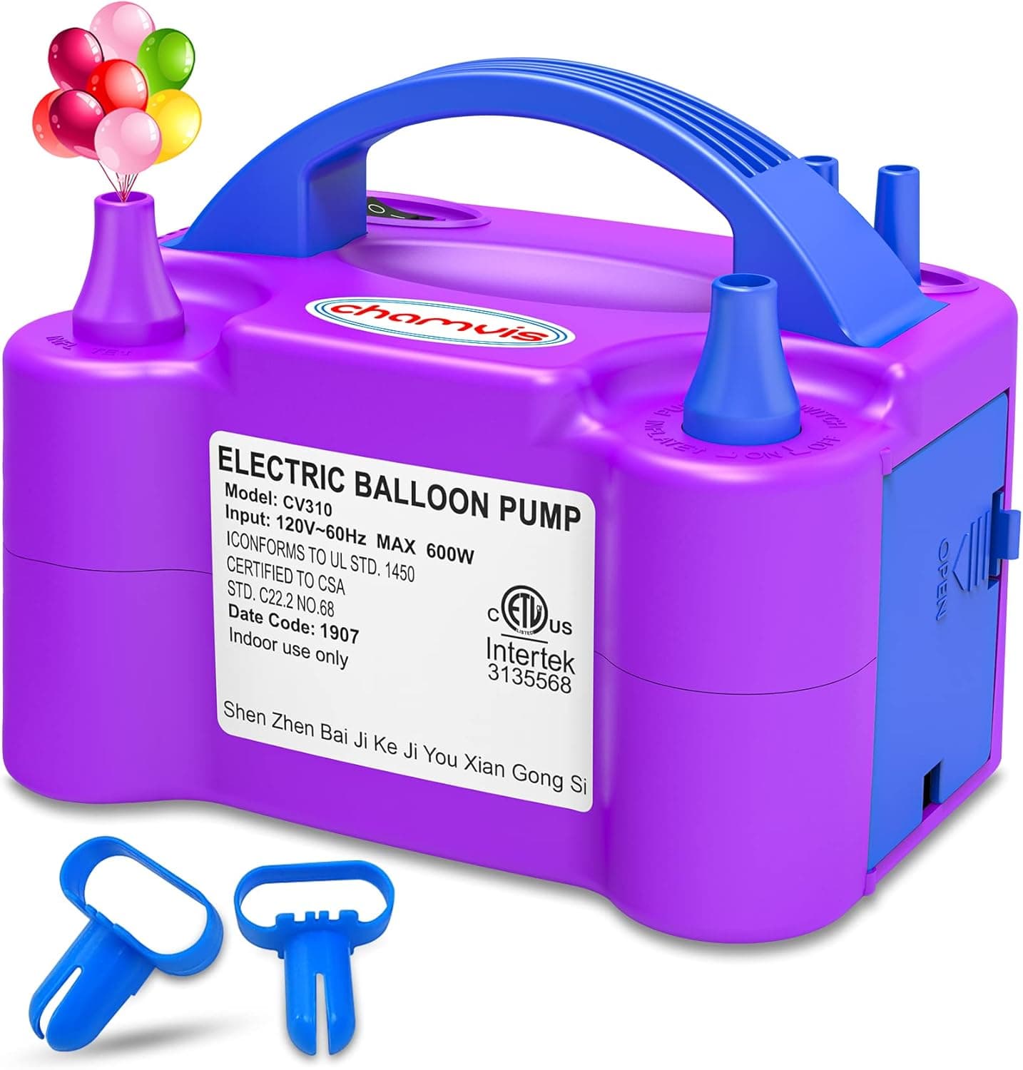 Chamvis Electric Balloon Pump, 110V 600W Balloon Inflator Blower Pump: for Fast and Easy Filling Balloons Balloon Arch Kit Party Balloon Decorations