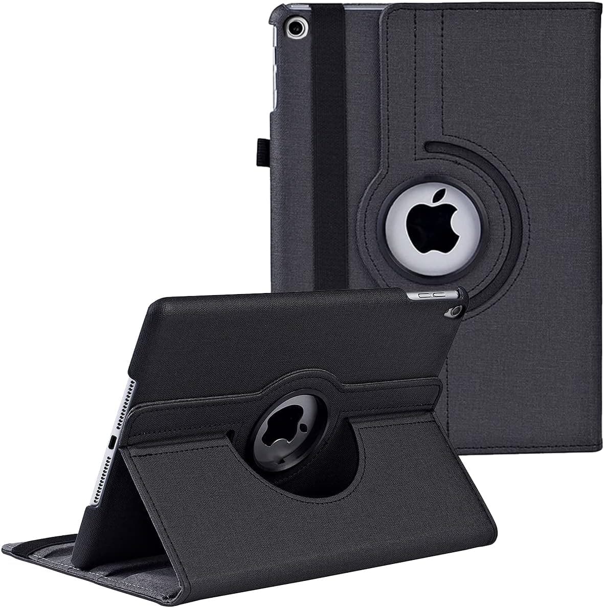 LXS New iPad 10.2" 9th Generation Case 2021/ 8th Generation 2020 / 7th Gen 2019-360 Degree Rotating Multi-Angle Viewing Folio Stand Cases with Auto Wake/Sleep (Black)