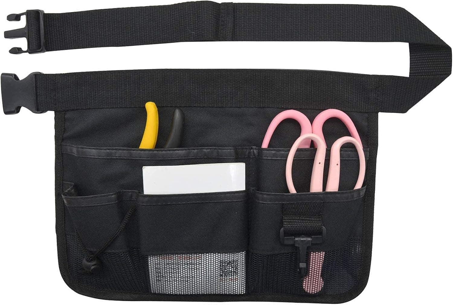 Gardening Tool Waist Bag Belt Heavy Duty Oxford Tool Apron Organizer with 7 Pockets Adjustable (Black)