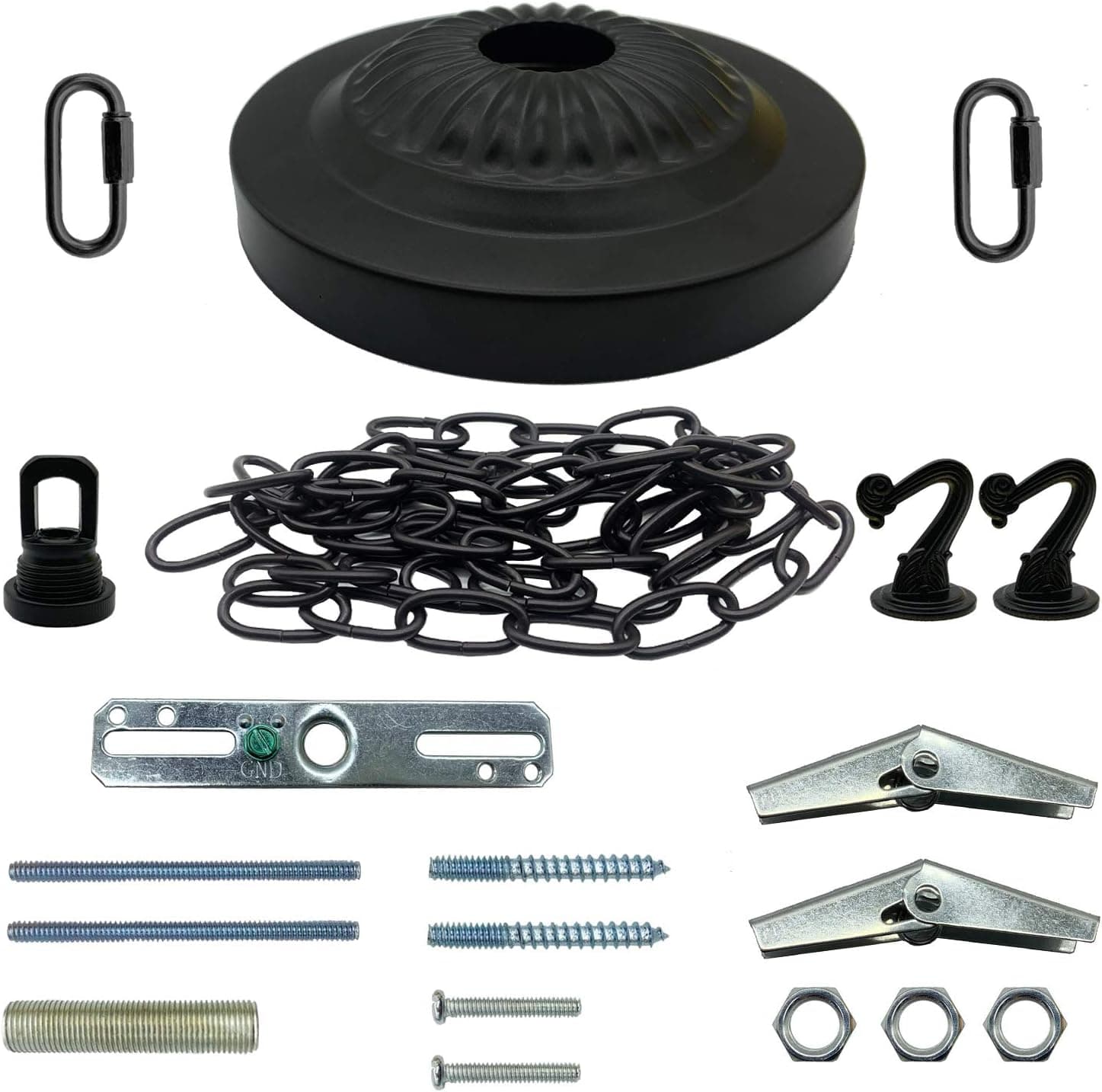 Alpurple 5 Inch Diameter Bronze Canopy Kit with Maximum Fixture Weight of 50 Pounds-Iron Ceiling Plate with Pendant Light Fixture Chain and Ceiling Hook for Chandelier or Swag Light Fixtures (Bronze)