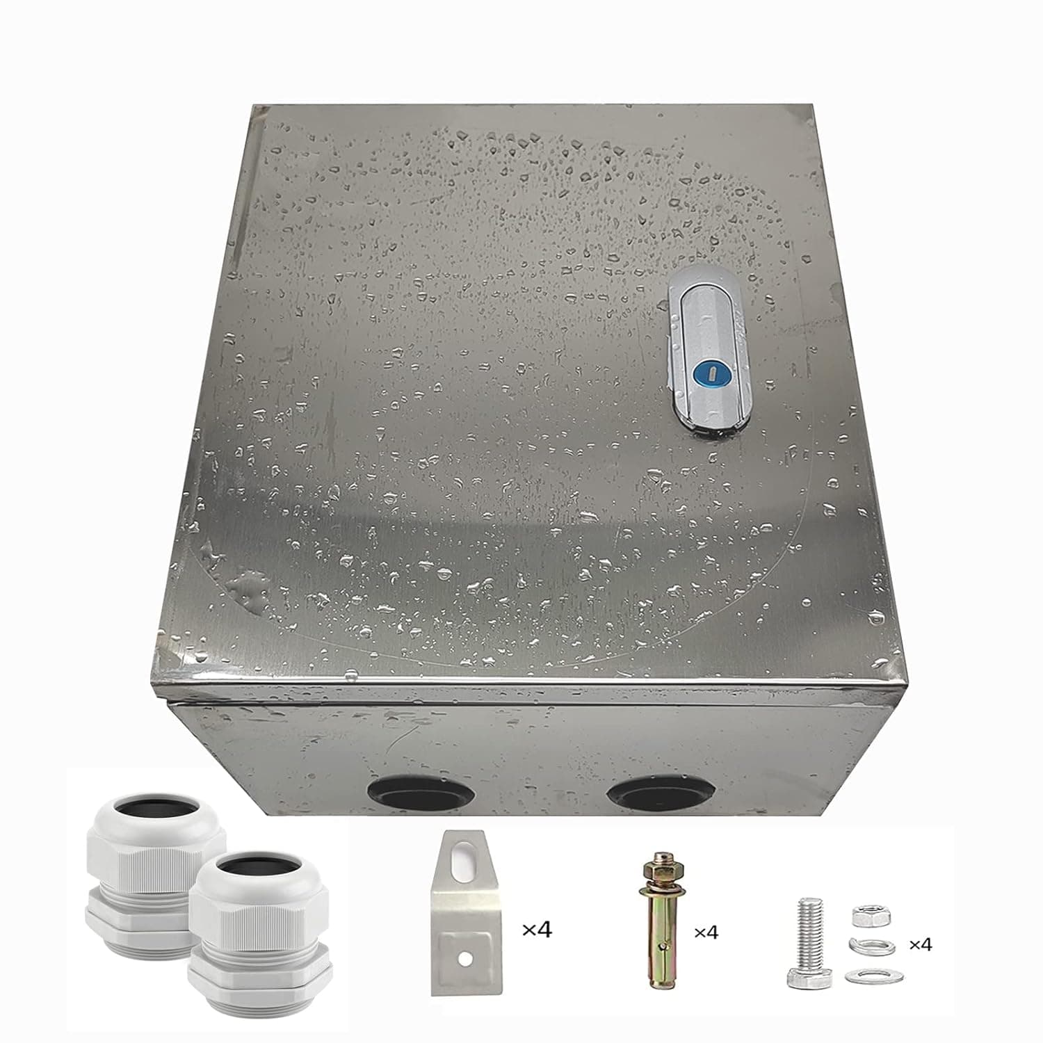 201 Stainless Steel Electrical Junction Box, DIY IP65 Waterproof Metal Project Outlet Box, Indoor Control System Dust Proof Enclosure with Lock (M-11.8 inches x 9.8 inches x 6.5 inches ), EB-201