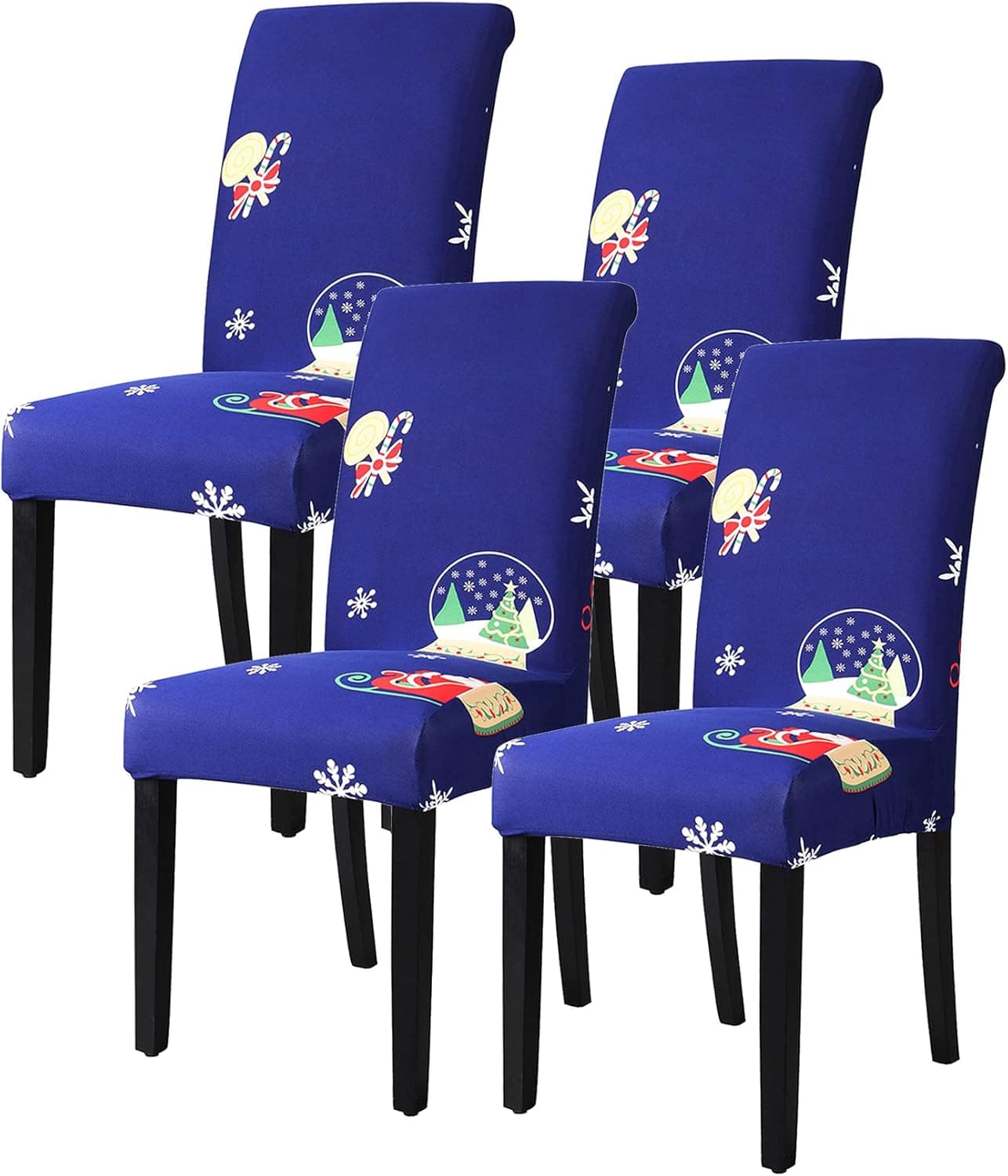 4Pack Chair Covers for Dining Room, Seat Protector Stretch Removable, Soft Spandex Decoration Seat Slipcovers for Home Dining Room Hotel Ceremony Banquet Wedding Party