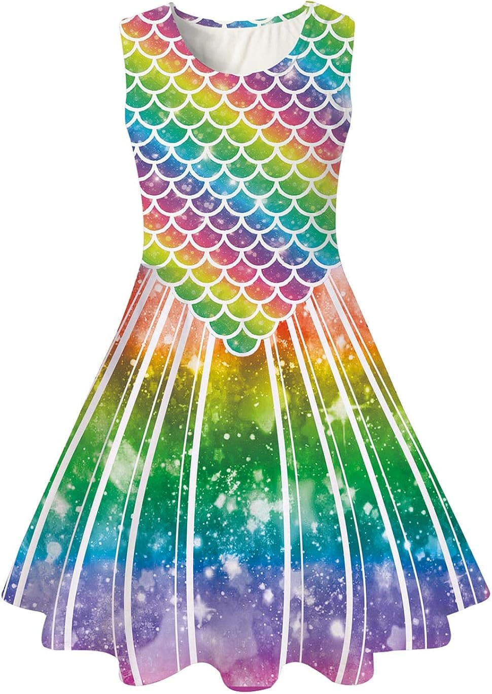 UNICOMIDEA Girl Sleeveless Dress Colorful Print Adorable Tunic Summer Swing Skirt Toddler Casual/Party Sundress 4-13 Years