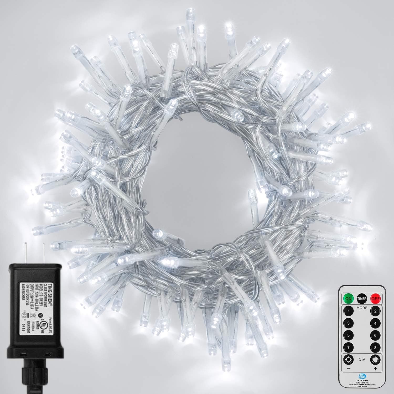 Koxly Outdoor String Lights 200 LED 66FT Long Fairy Tree Light with Remote Control Timer Waterproof Christmas Decorative Extendable Lights Plug in 8 Modes Twinkle Lights for Wedding Party Holiday
