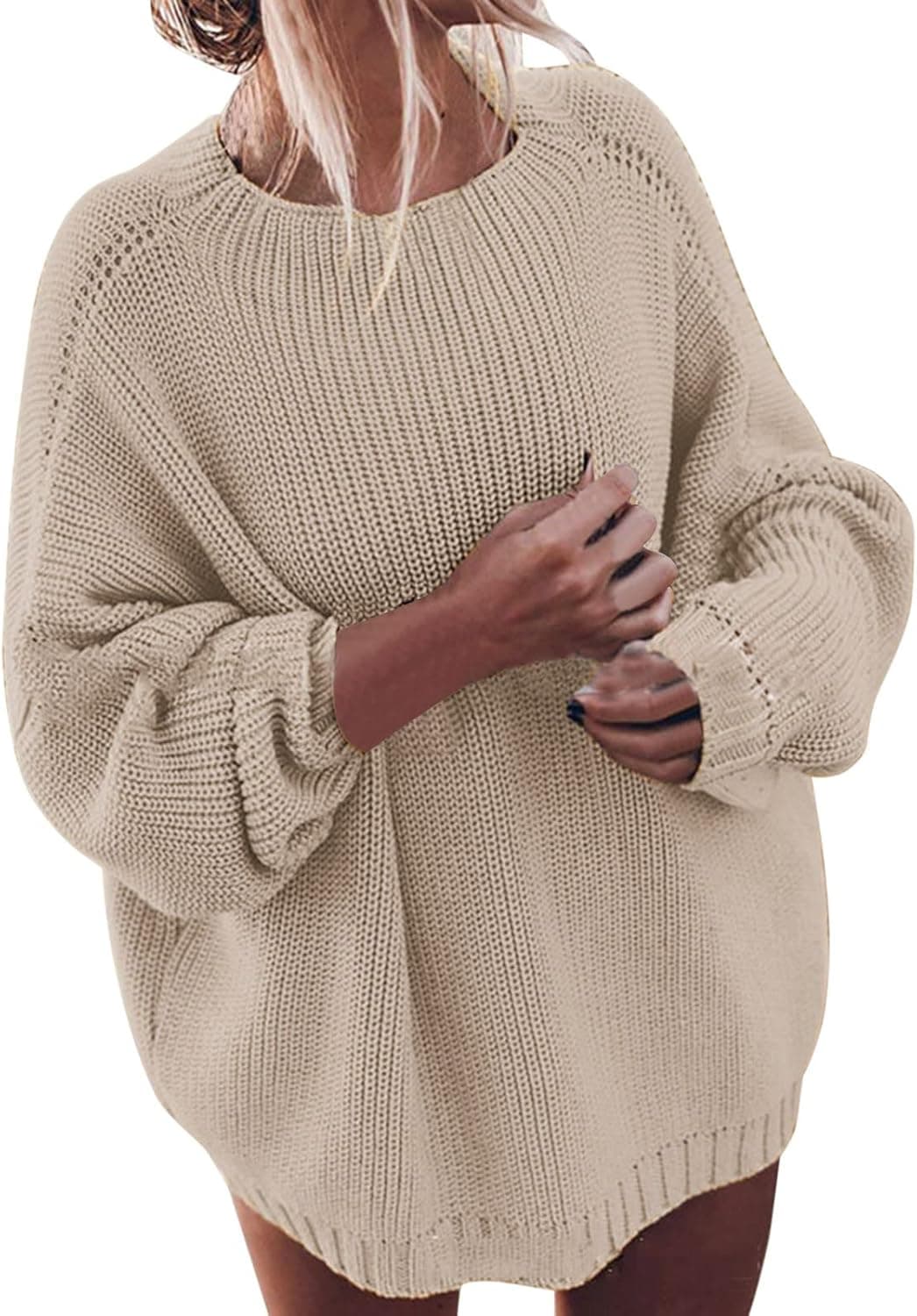 Sweater Vest Women Women Loose Plus Size Round Neck Pullover Solid Color Knit Sweater