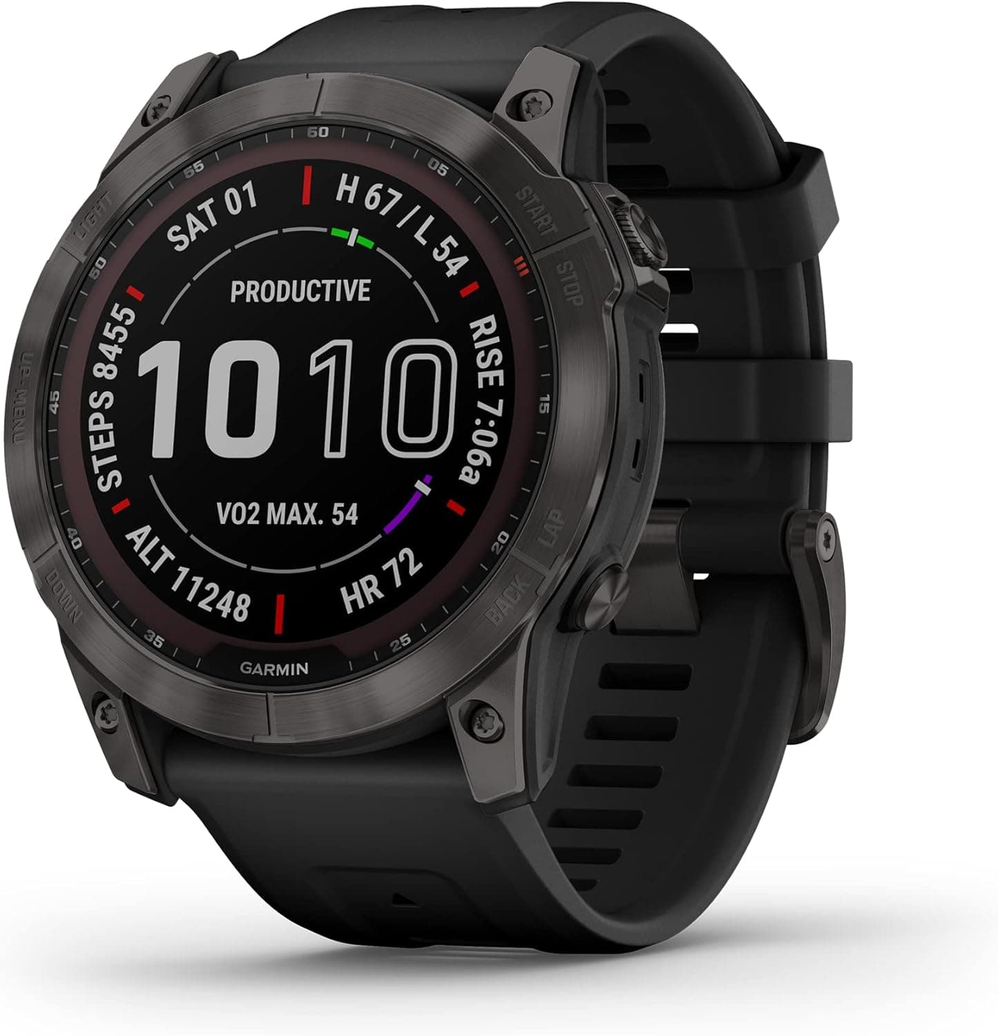 Garmin 010-02541-10 fenix 7X Sapphire Solar,Larger adventure smartwatch, Solar Charging Capabilities, rugged outdoor GPS watch, touchscreen, wellness features, Carbon Gray DLC Titanium with Black Band