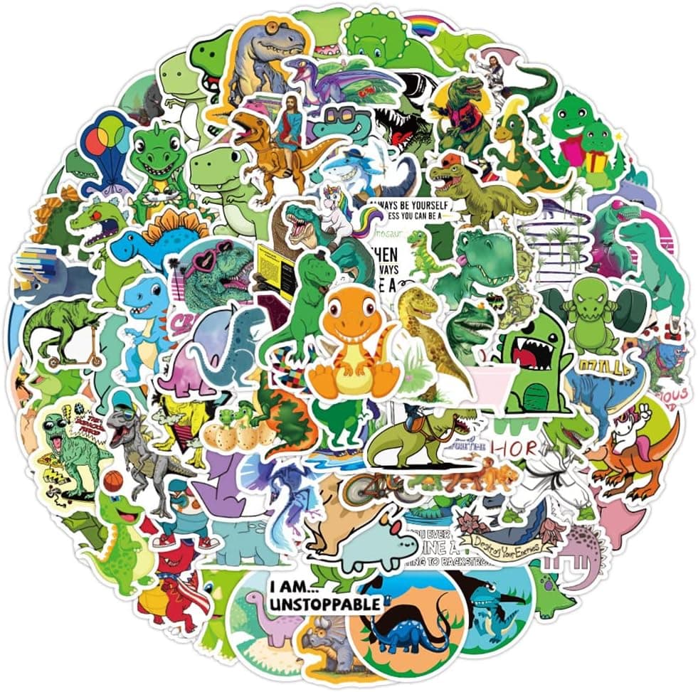 Dinosaur Stickers for Kids Teens Animal Stickers Waterproof Stickers Cute Vinyl Stickers Water Bottle Stickers Perfect for Book Gift Bag Reward Stickers 50Pcs