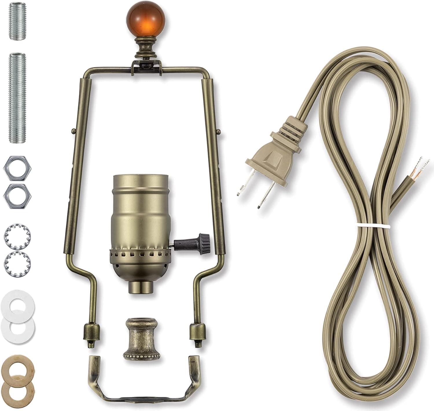 Qc Lamp Kits for Do It Yourself, Lamp Parts for Repair Table and Floor Lamps, Lamp Wiring Kit, Lamp Socket Replacement and Rewire, DIY Lamp Making Kit (Antique Brass)