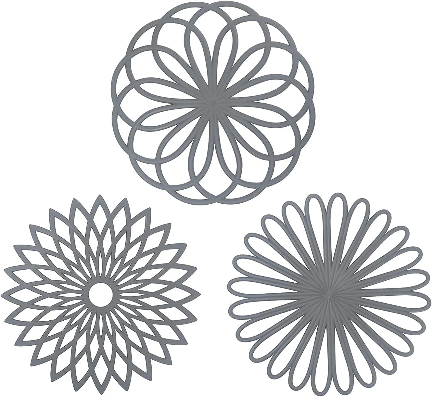 Ainiv Silicone Trivet Mat, Non-Slip & Heat Resistant Kitchen Hot Pads for Table and Countertops, Multi-Use Kitchen Trivets for Hot Dishes and Cookware, Flexible Modern Kitchen Table Mat (Grey)
